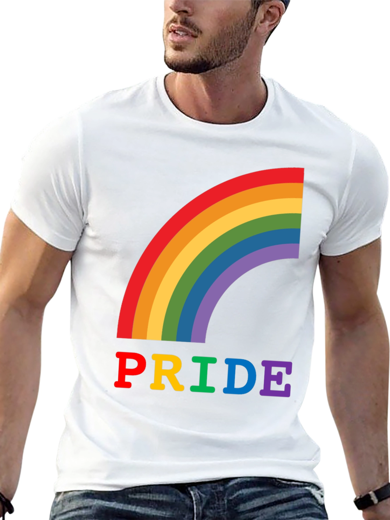 Pride Rainbow Graphic Tee - Black Cotton T-Shirt