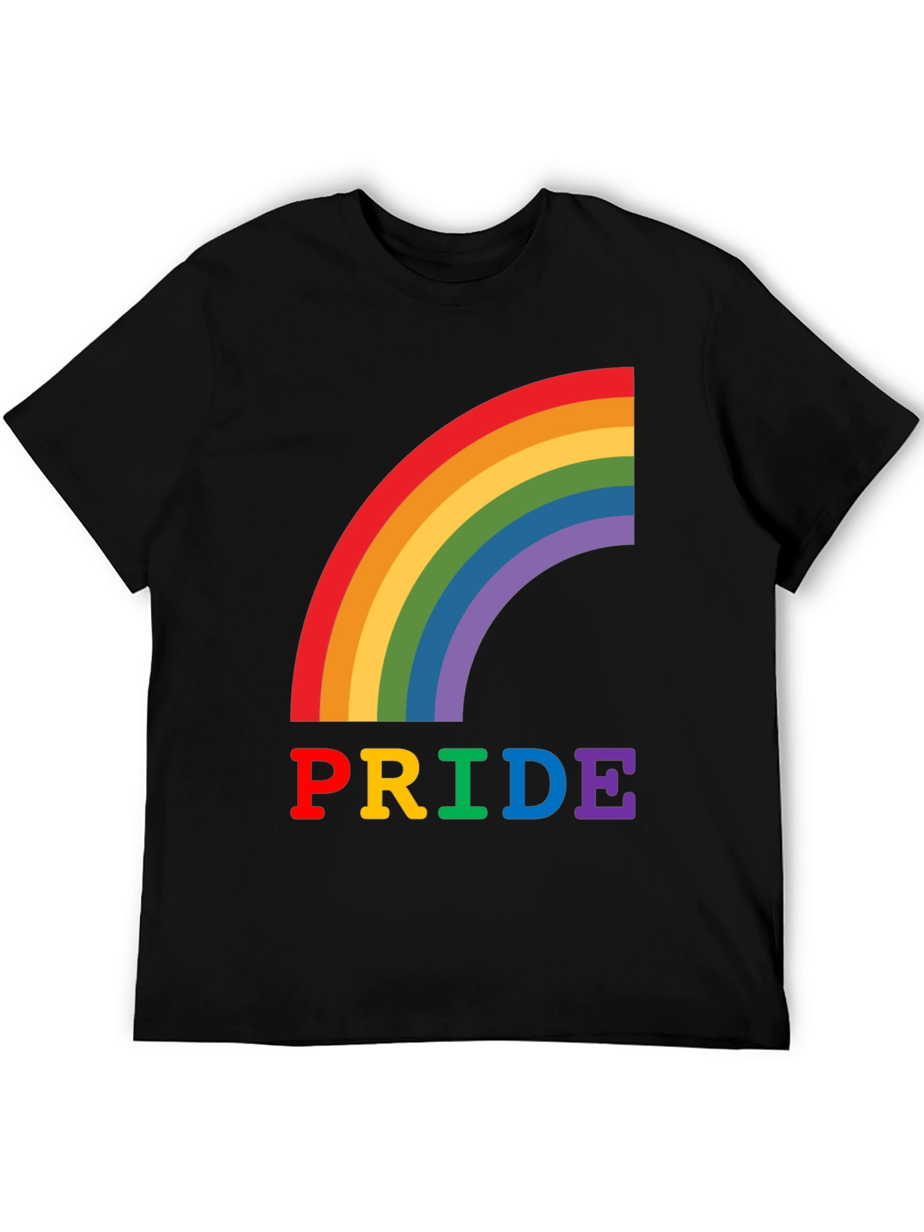 Pride Rainbow Graphic Tee - Black Cotton T-Shirt