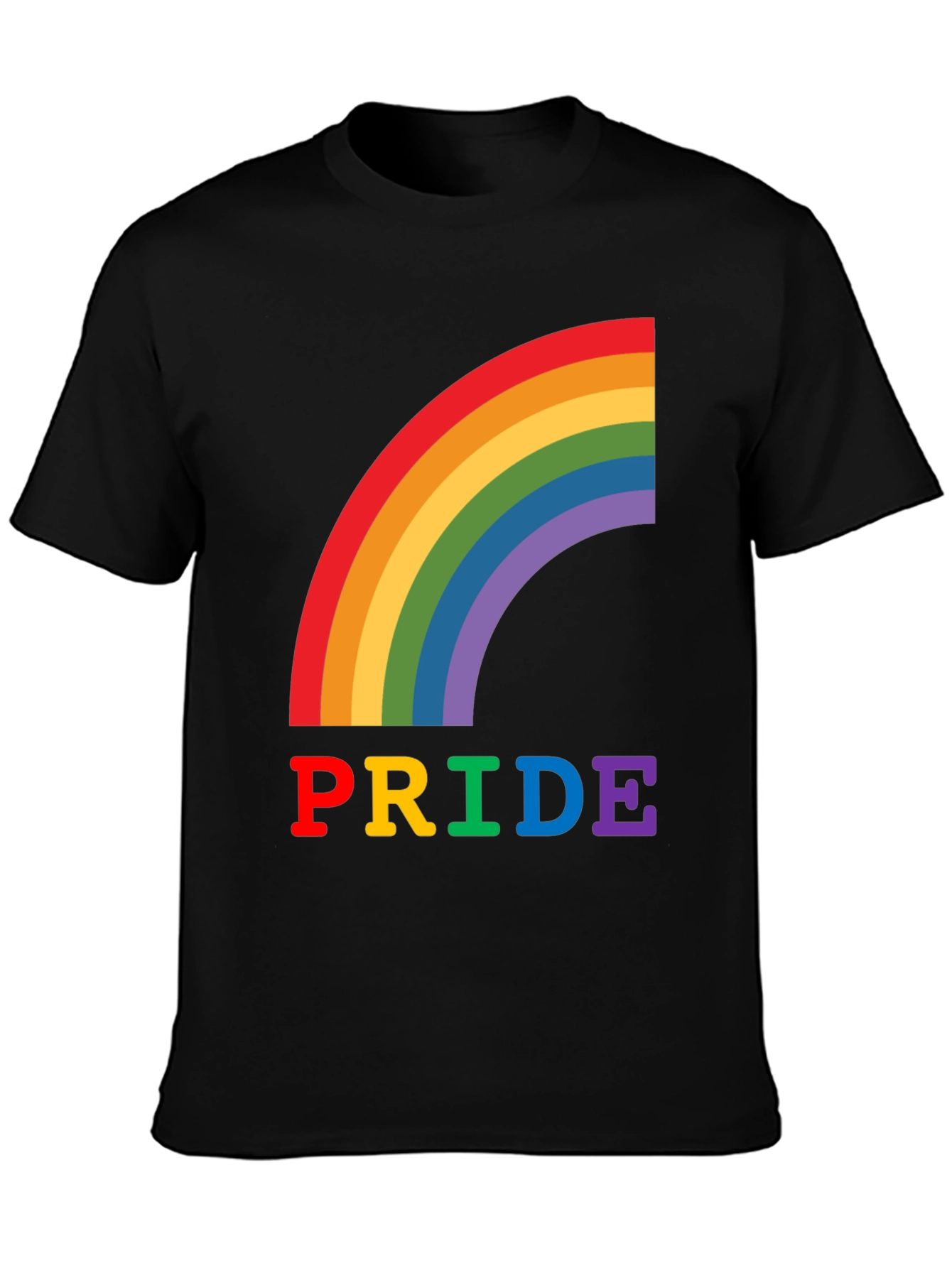 Pride Rainbow Graphic Tee - Black Cotton T-Shirt