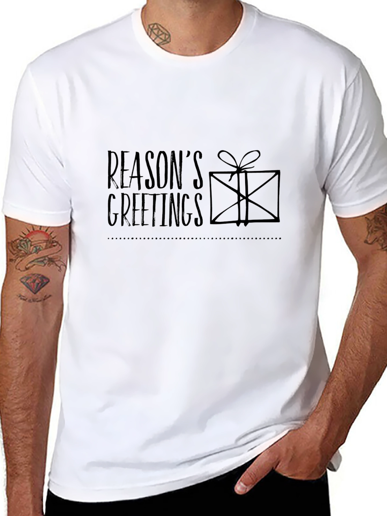 Reasons Greetings Graphic Tee - Black Cotton Holiday Shirt