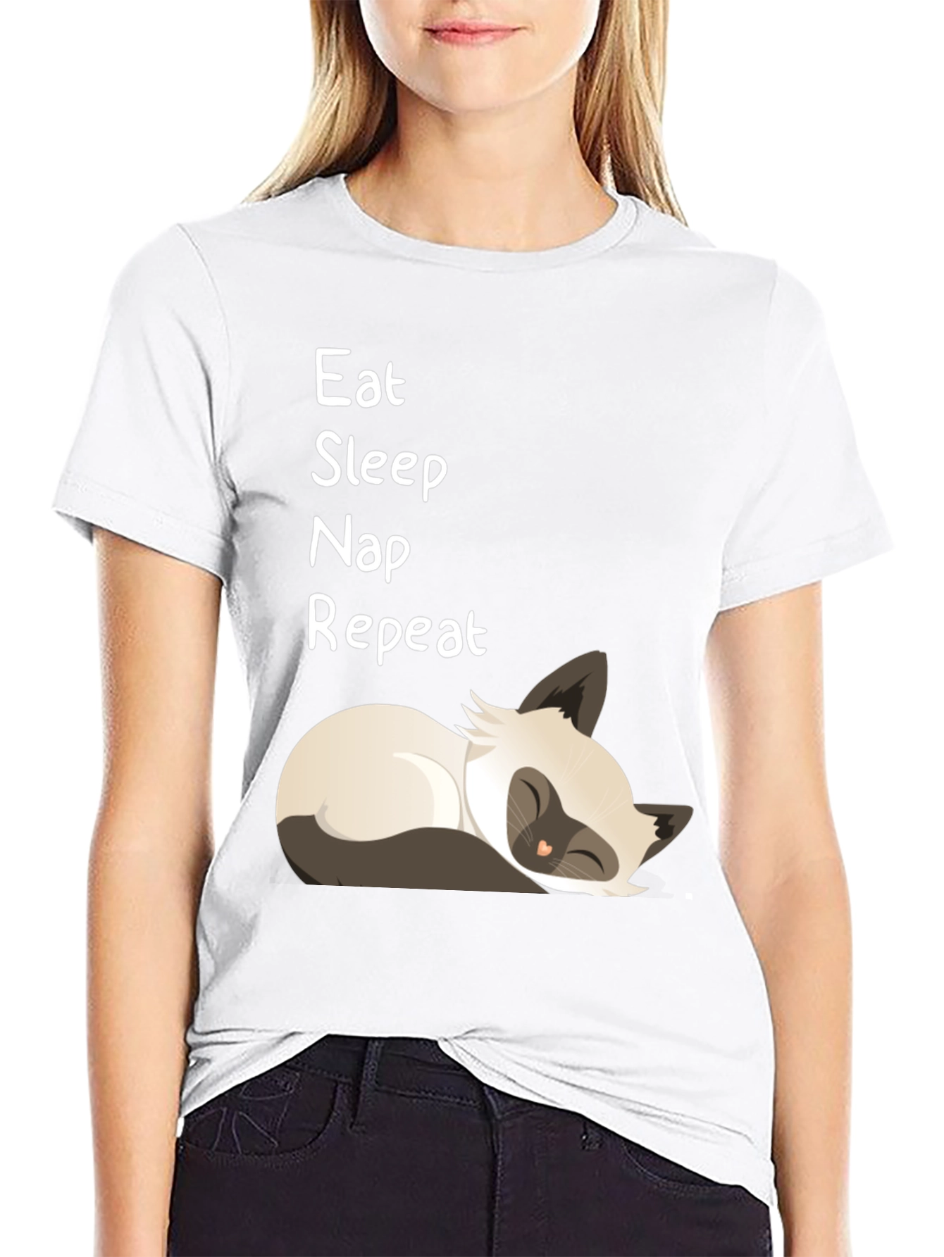 Eat Sleep Nap Repeat T-Shirt - Cat Lover Tee
