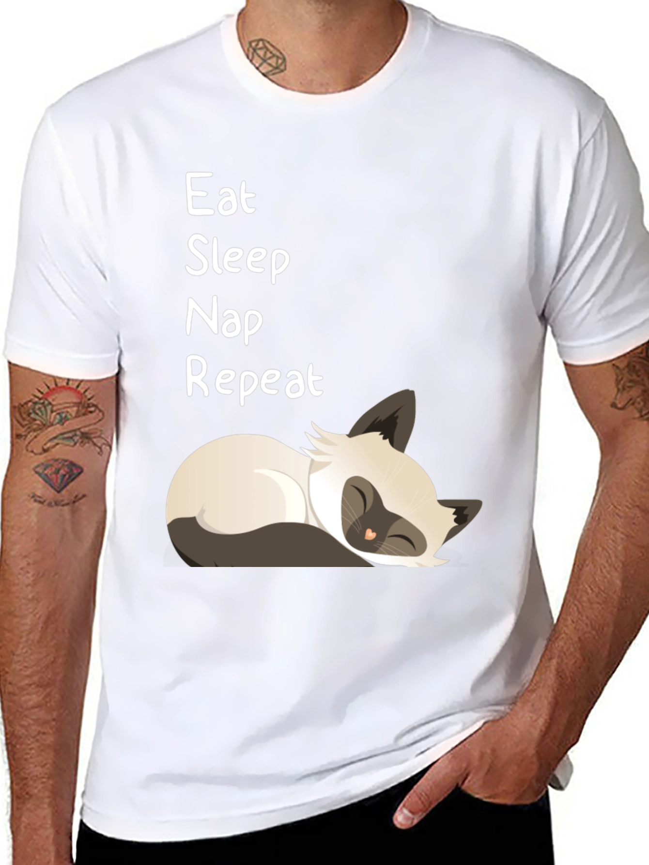 Eat Sleep Nap Repeat T-Shirt - Cat Lover Tee
