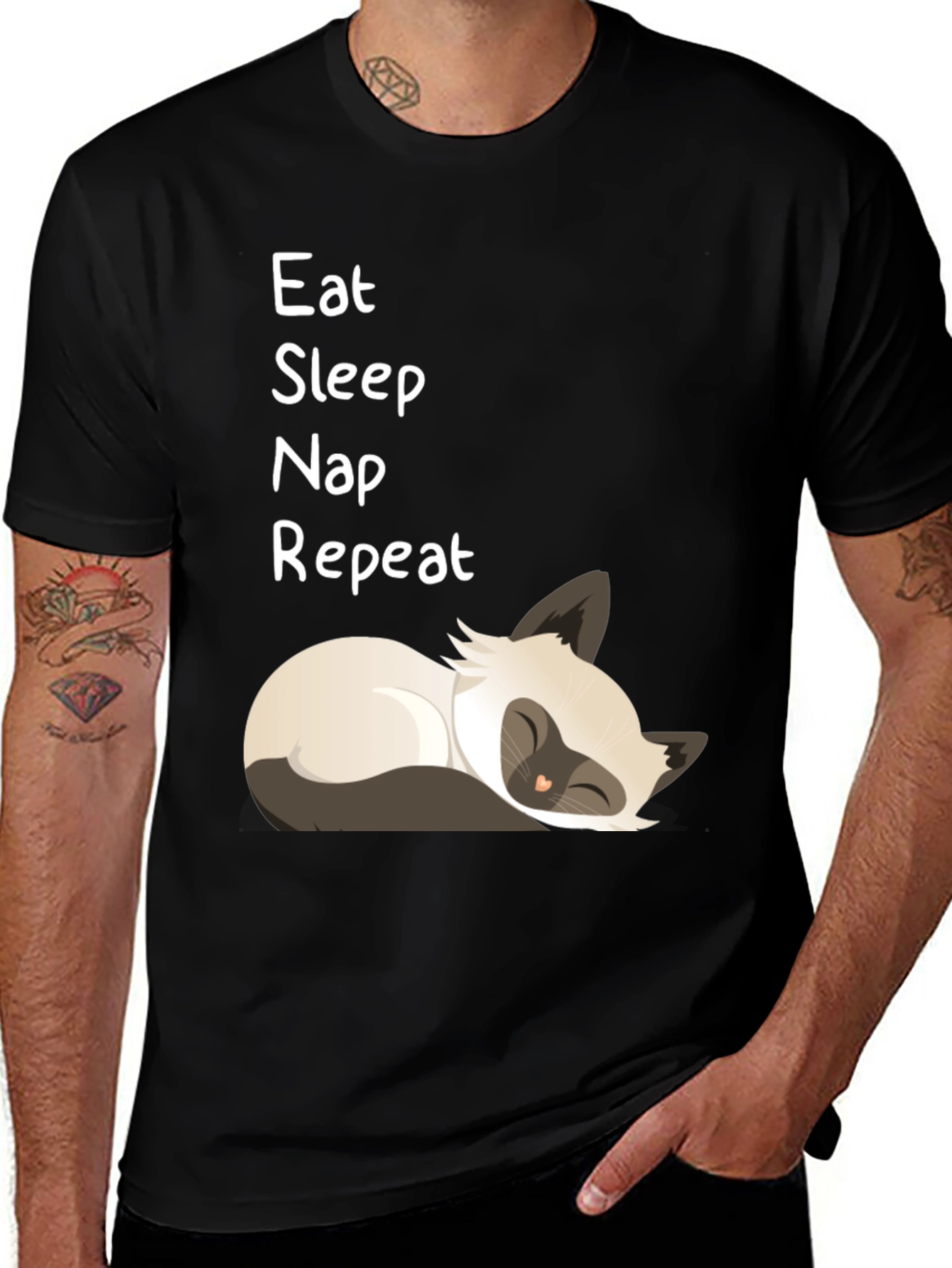 Eat Sleep Nap Repeat T-Shirt - Cat Lover Tee