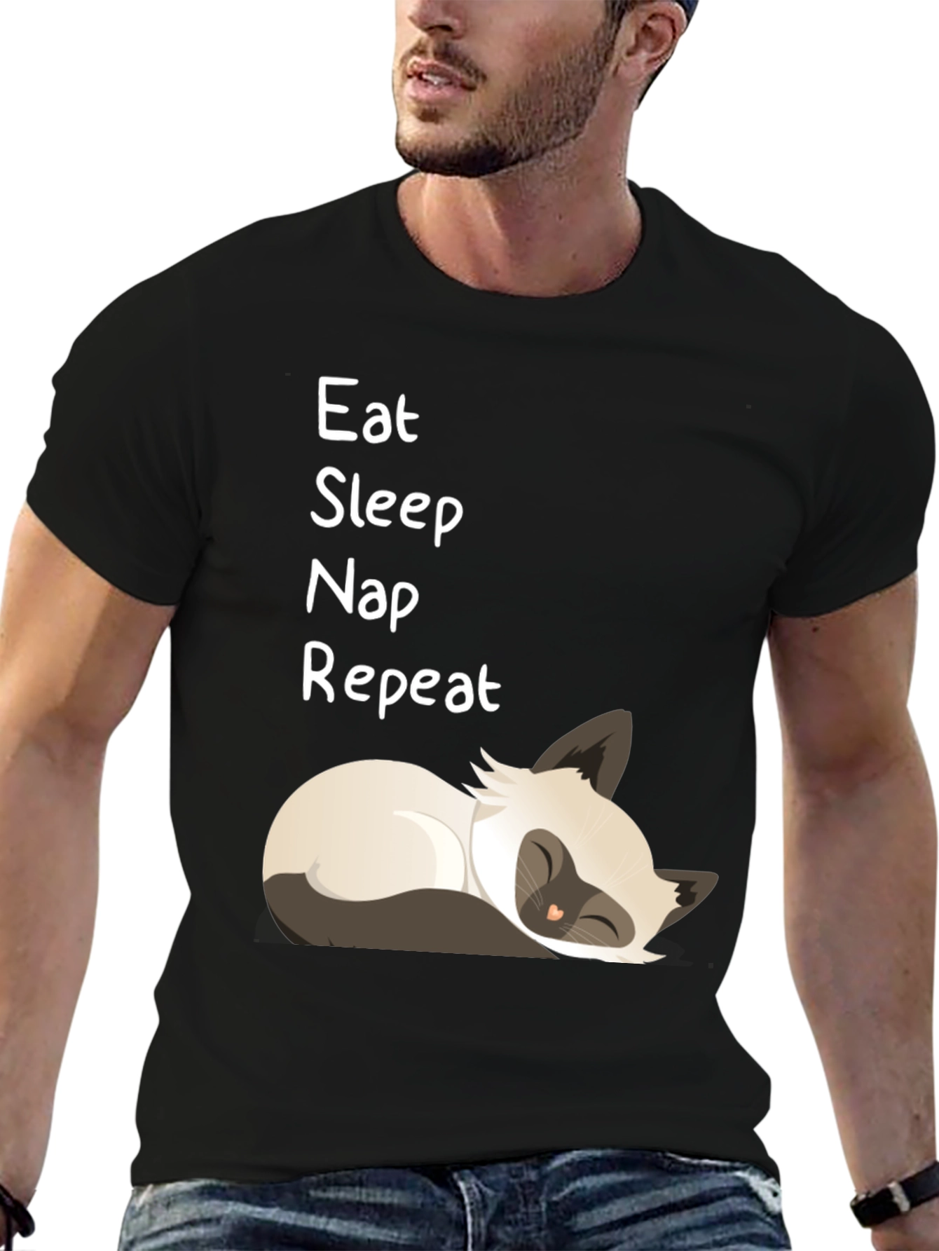 Eat Sleep Nap Repeat T-Shirt - Cat Lover Tee