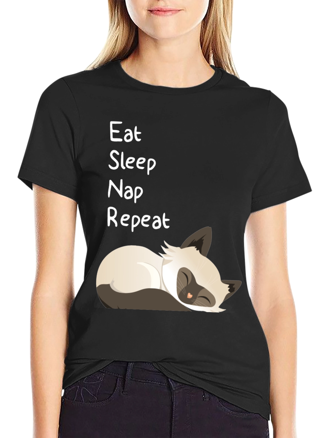 Eat Sleep Nap Repeat T-Shirt - Cat Lover Tee