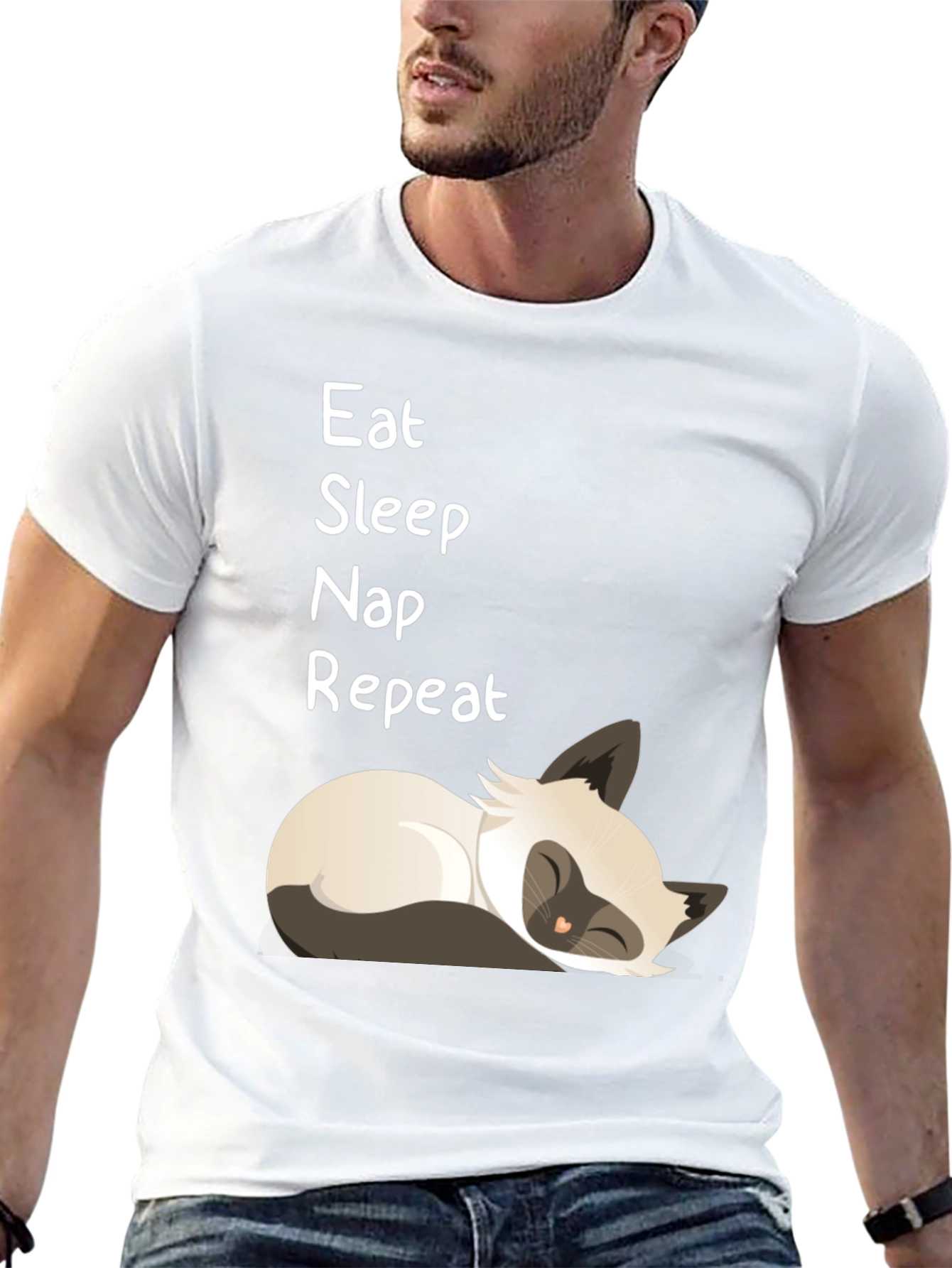 Eat Sleep Nap Repeat T-Shirt - Cat Lover Tee