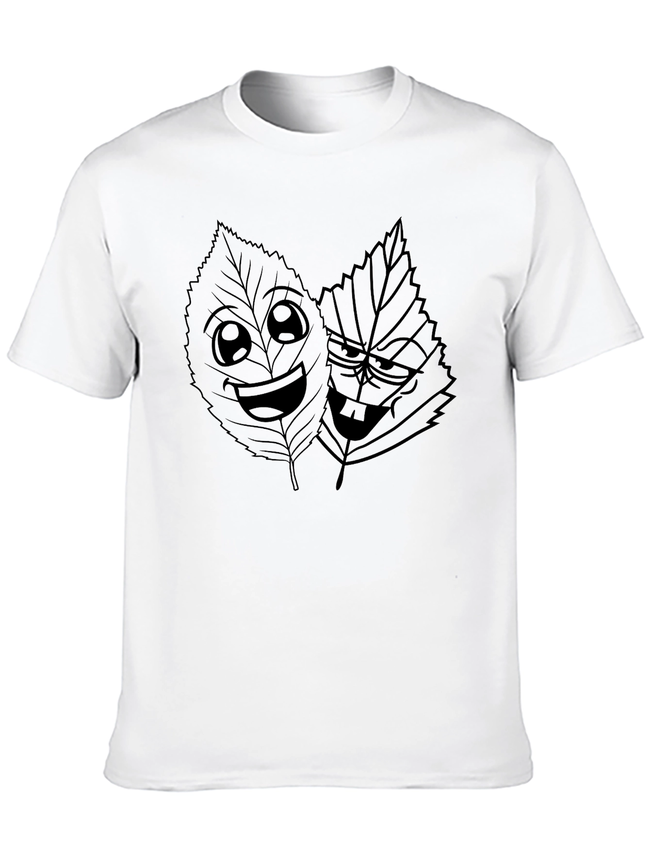 Funny Leaves Graphic Black T-Shirt
