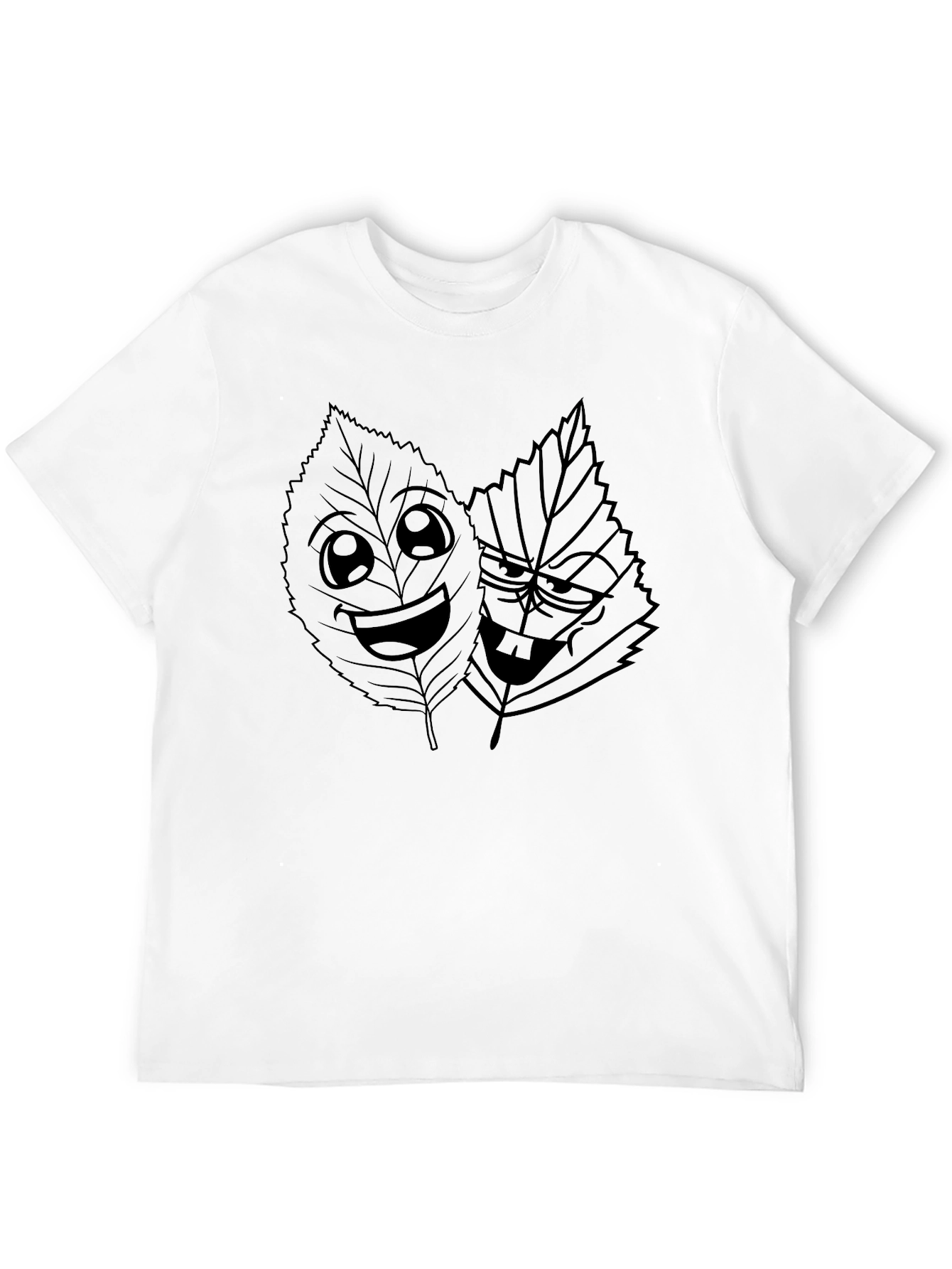 Funny Leaves Graphic Black T-Shirt