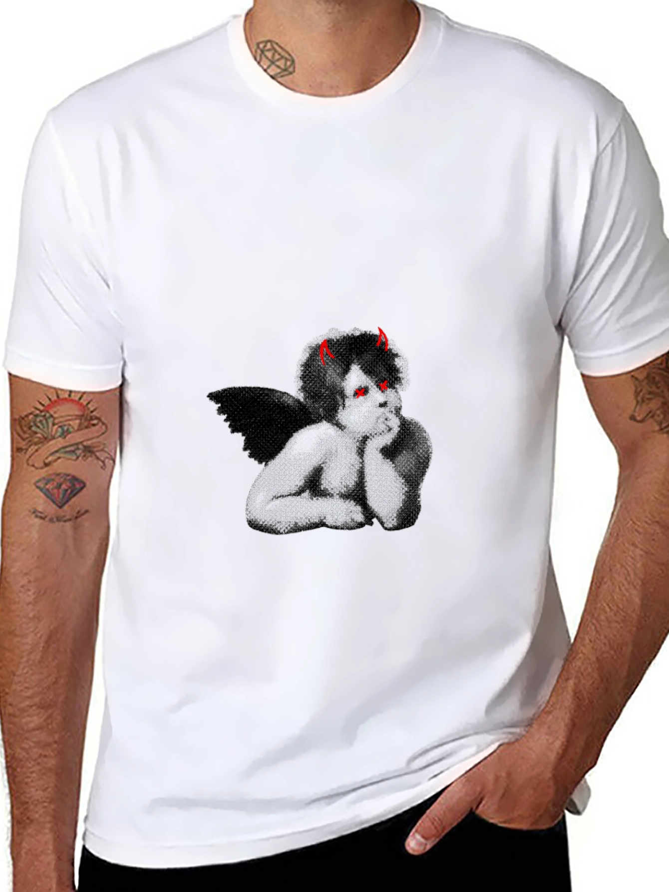 Devil Angel Graphic Tee - Edgy Dark Style