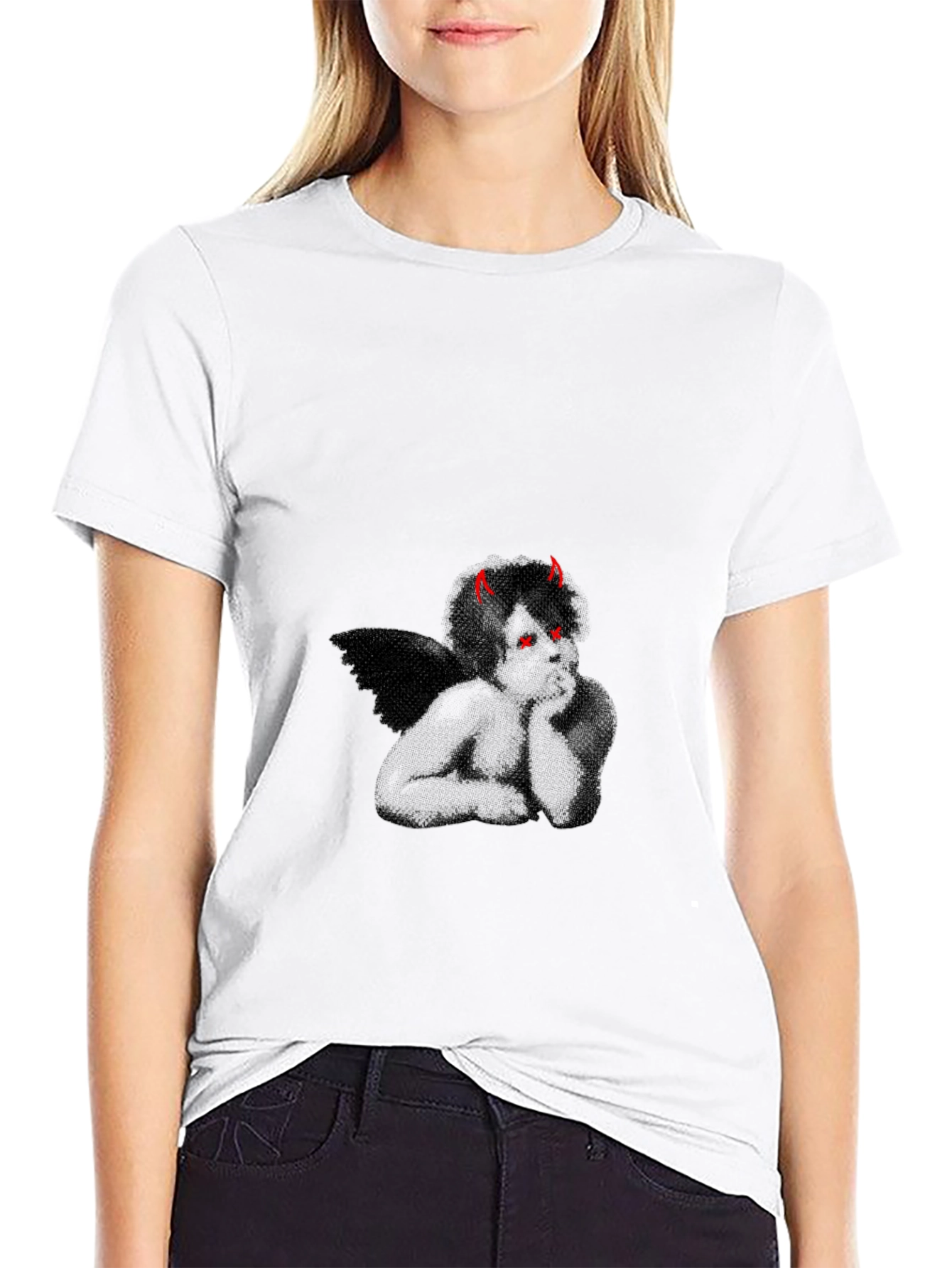 Devil Angel Graphic Tee - Edgy Dark Style