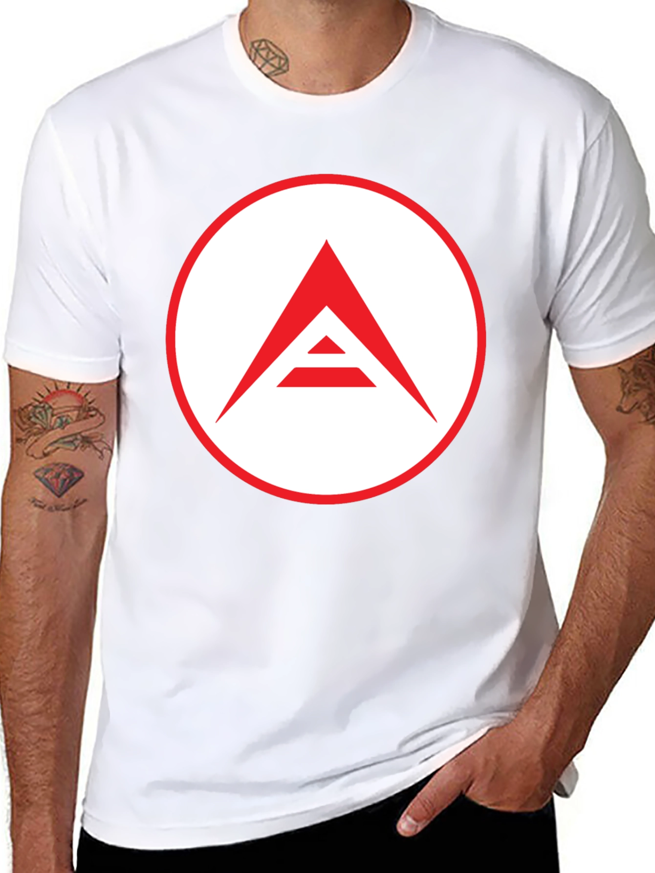 Mens Black T-Shirt with Geometric Logo