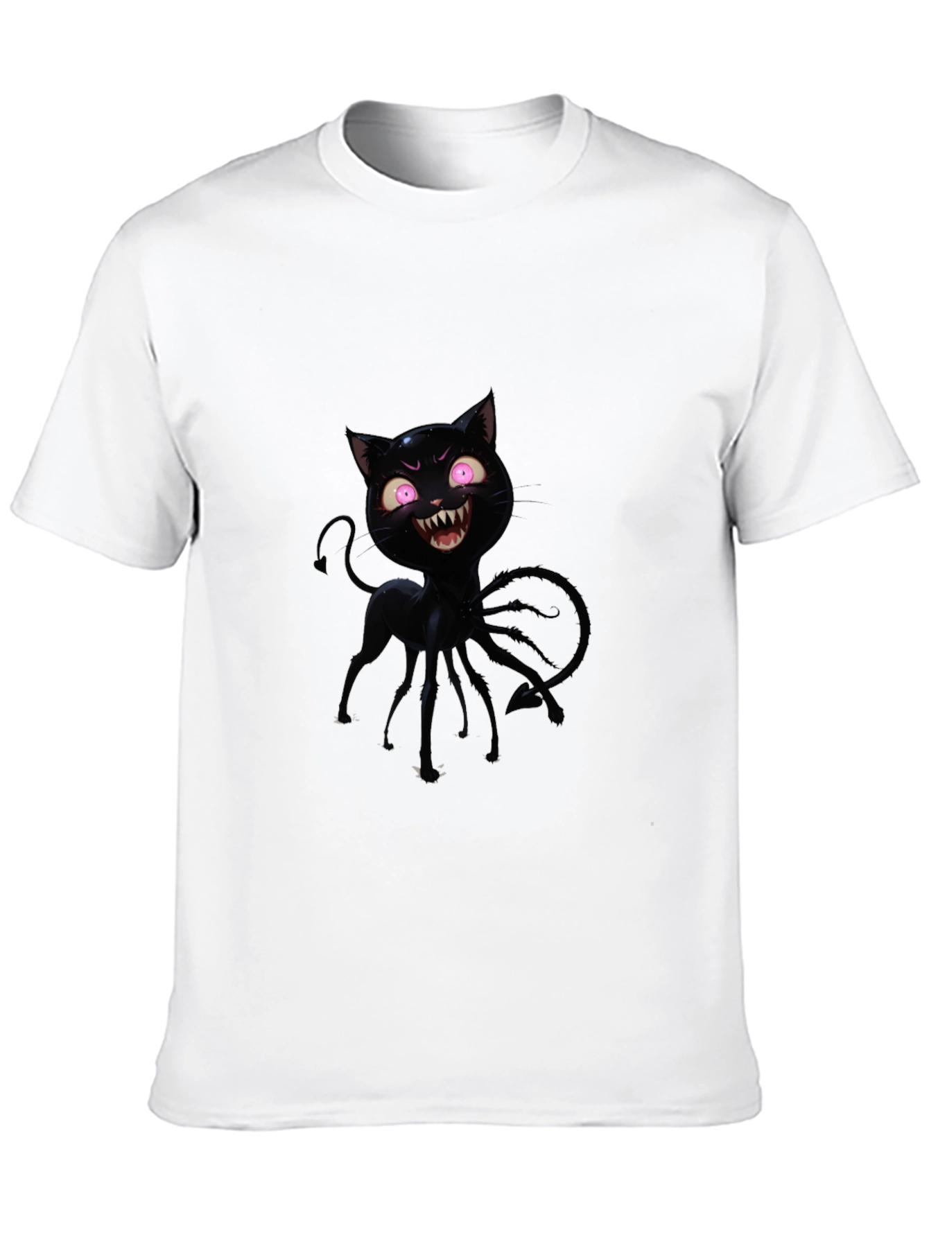 Mens Black Cartoon Cat Graphic T-Shirt