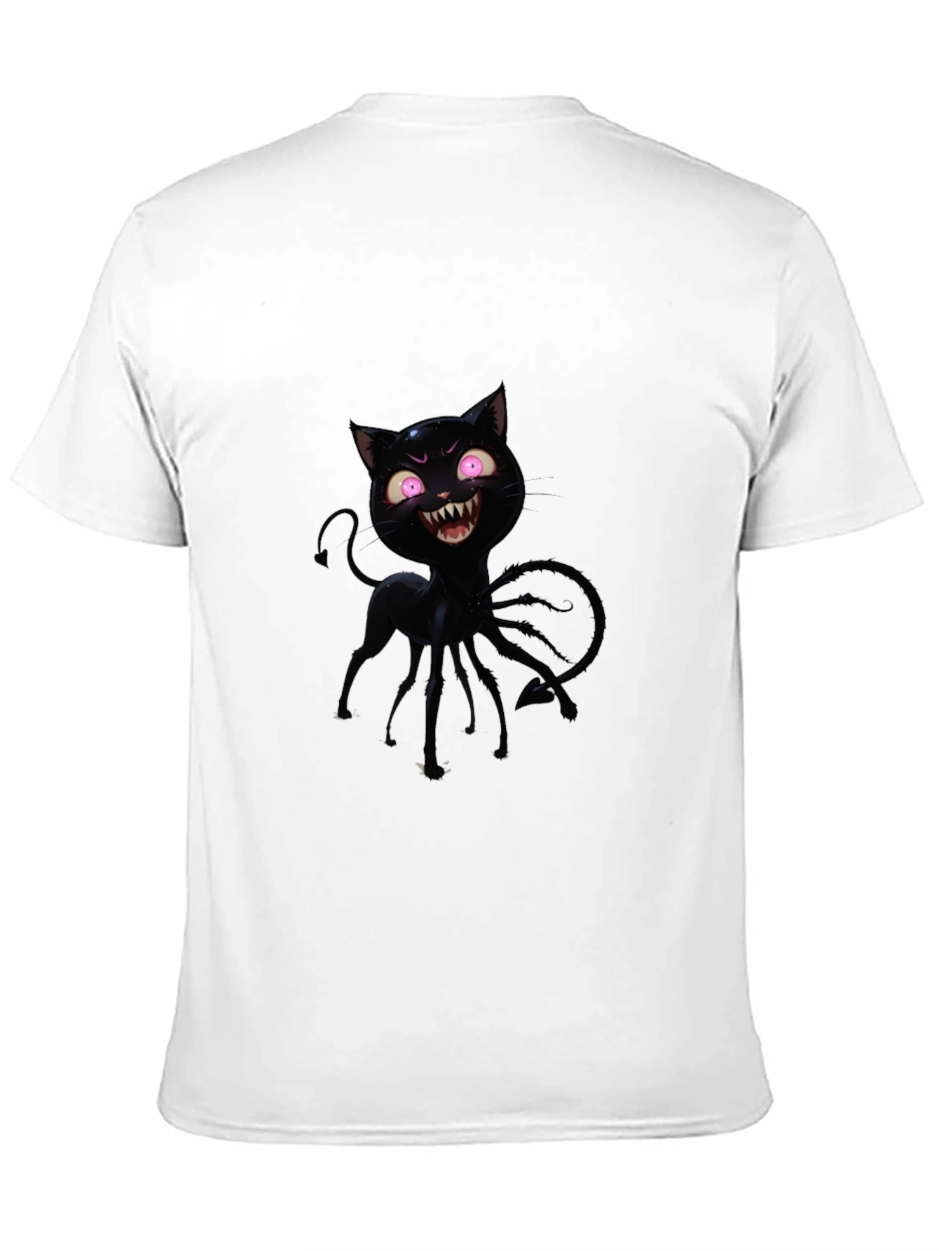 Mens Black Cartoon Cat Graphic T-Shirt