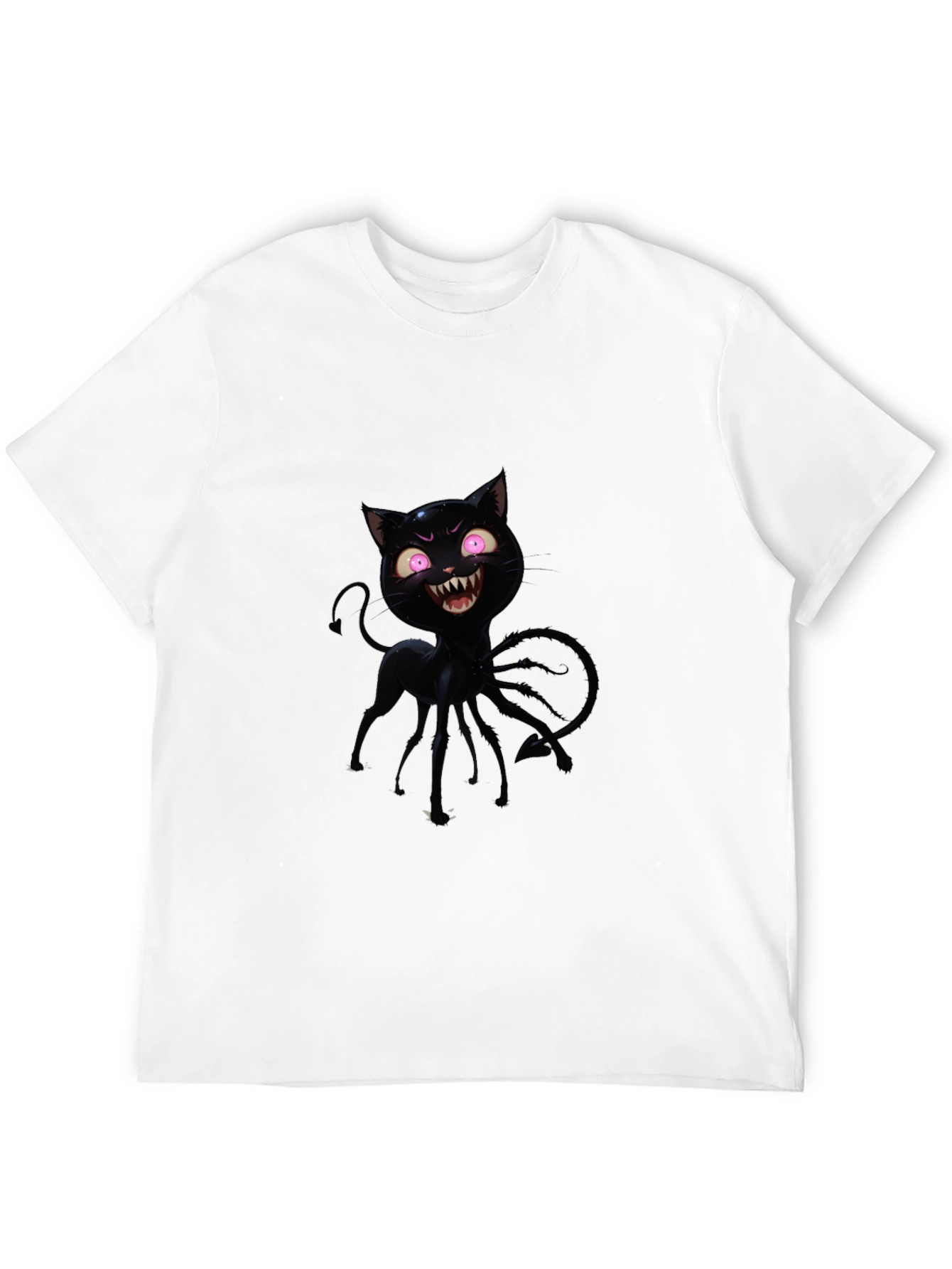 Mens Black Cartoon Cat Graphic T-Shirt