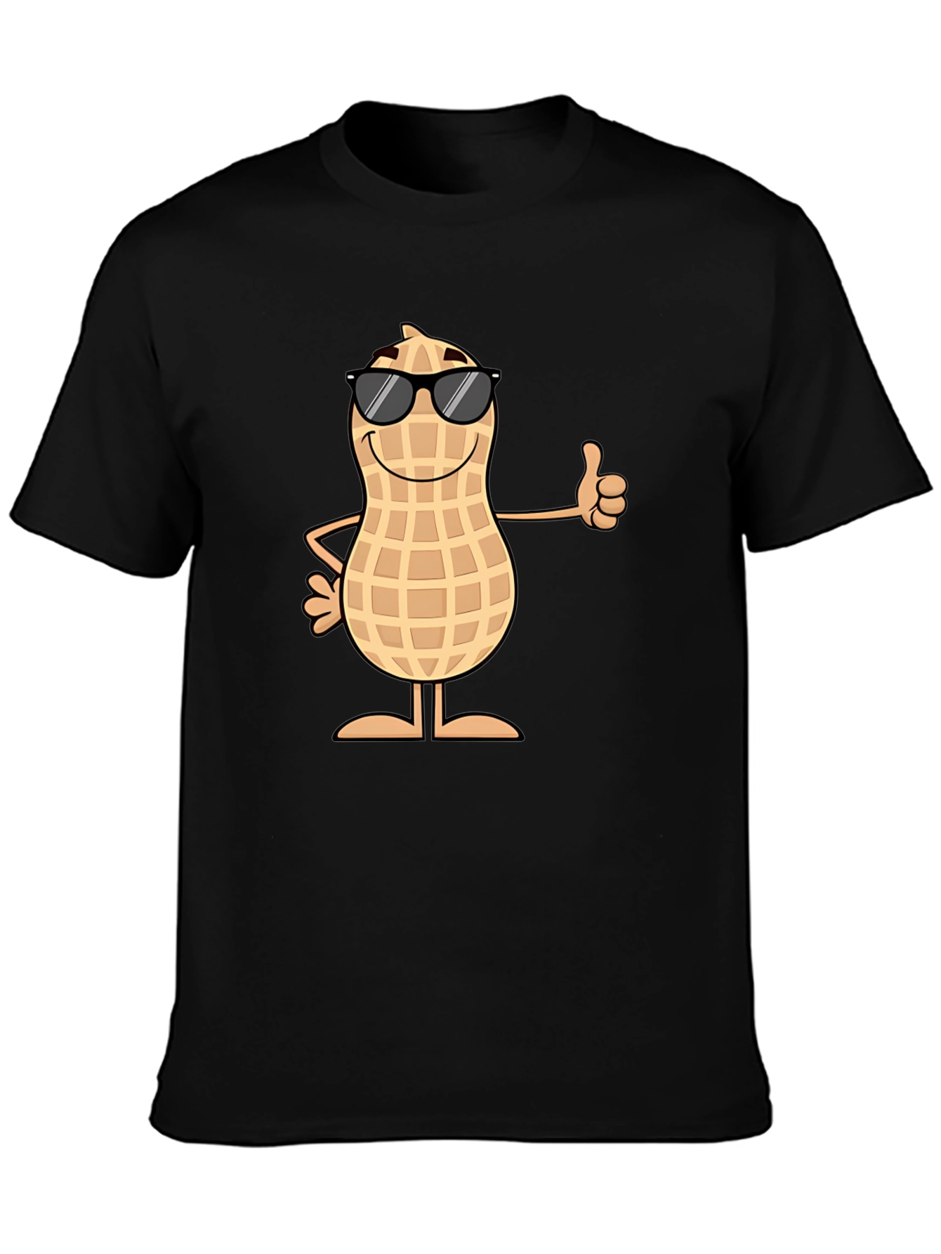 Cool Peanut Graphic Tee - Black Cotton T-Shirt