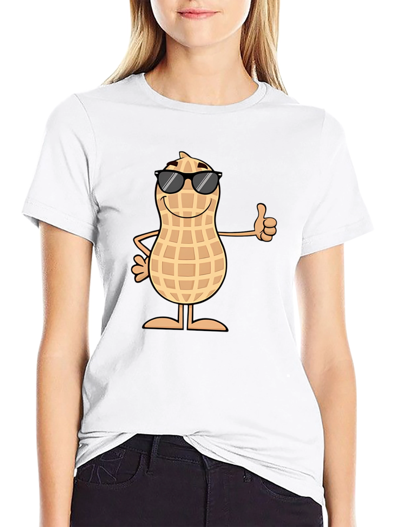 Cool Peanut Graphic Tee - Black Cotton T-Shirt