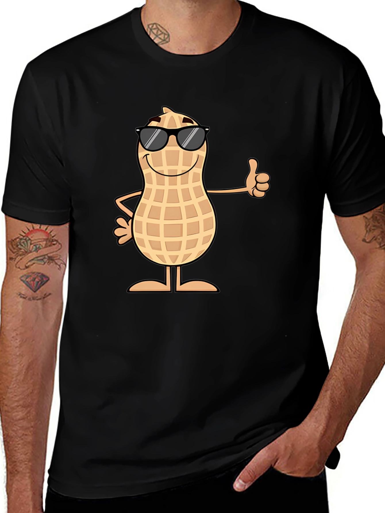 Cool Peanut Graphic Tee - Black Cotton T-Shirt