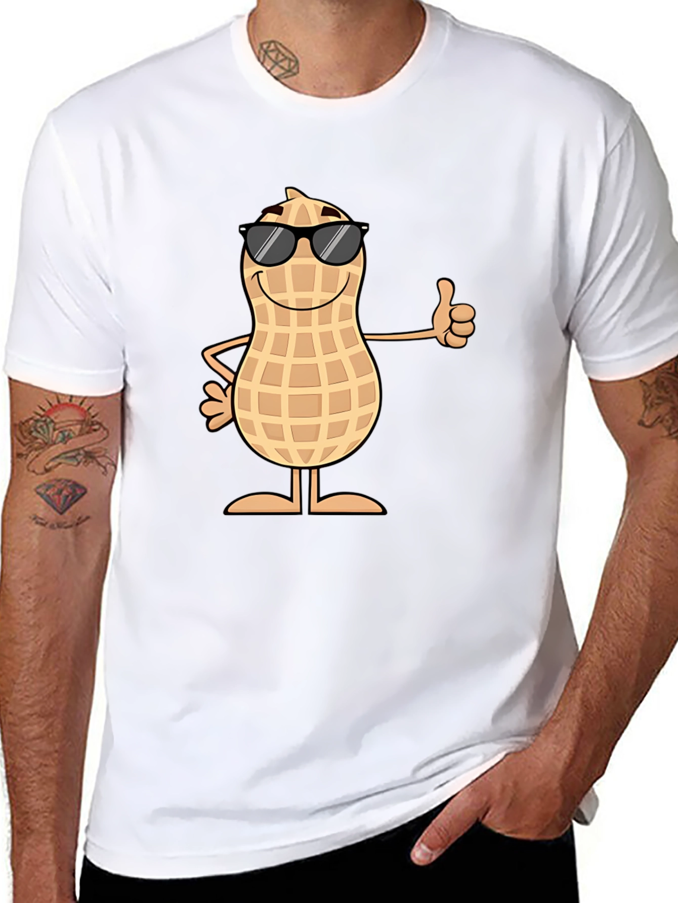 Cool Peanut Graphic Tee - Black Cotton T-Shirt