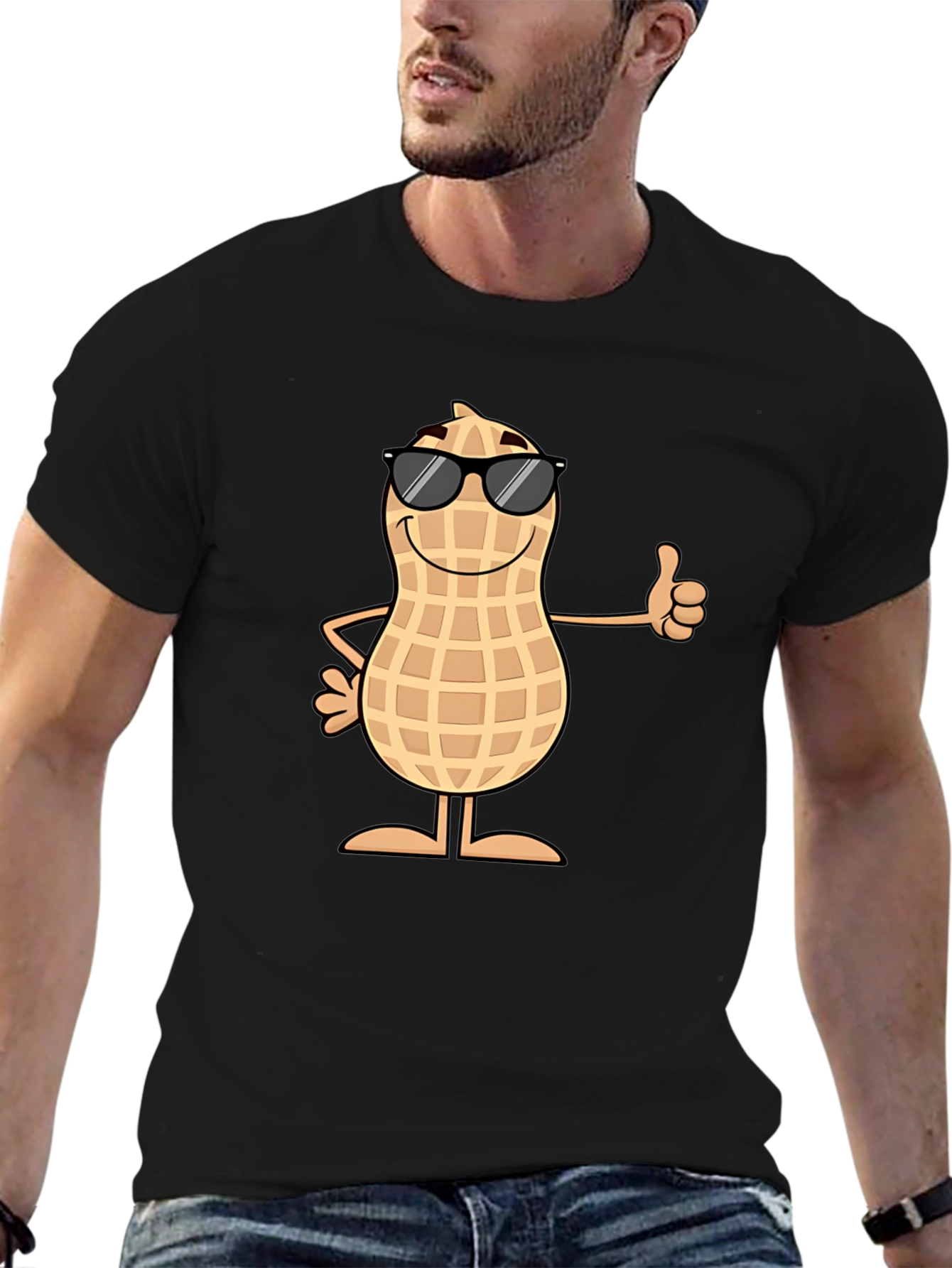 Cool Peanut Graphic Tee - Black Cotton T-Shirt