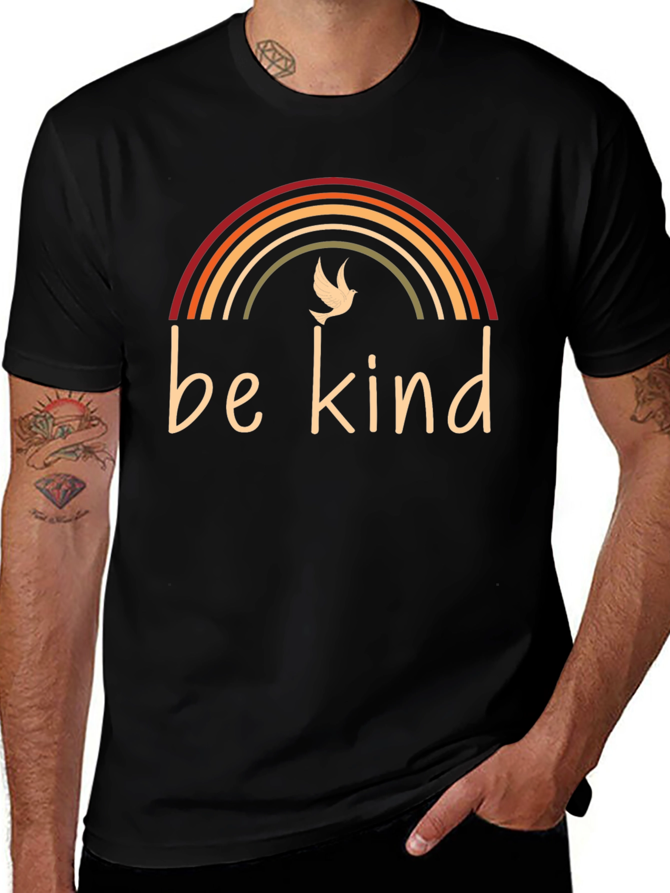 Be Kind Rainbow Graphic Tee - Black