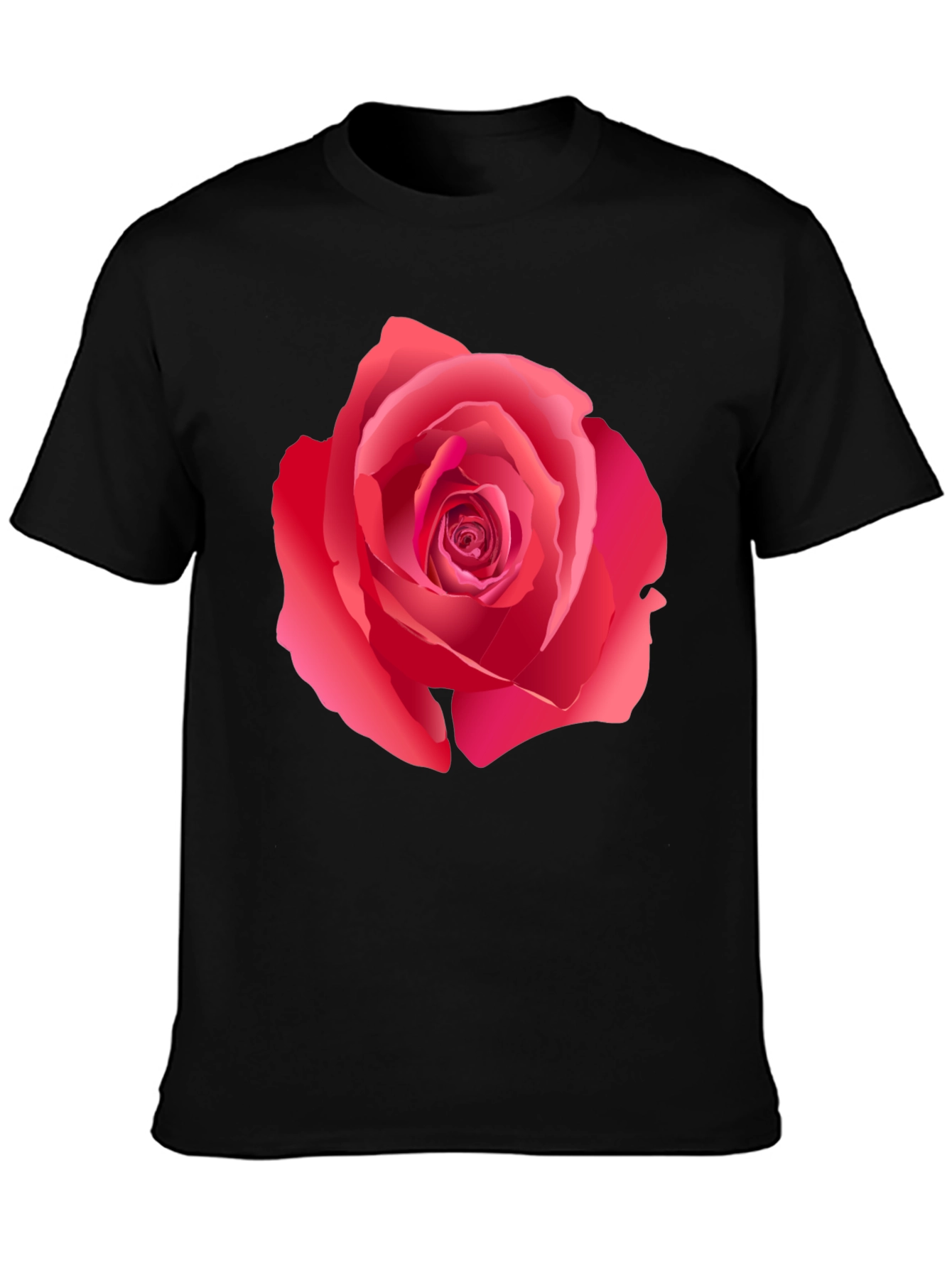 Bold Rose Graphic Print Black T-Shirt