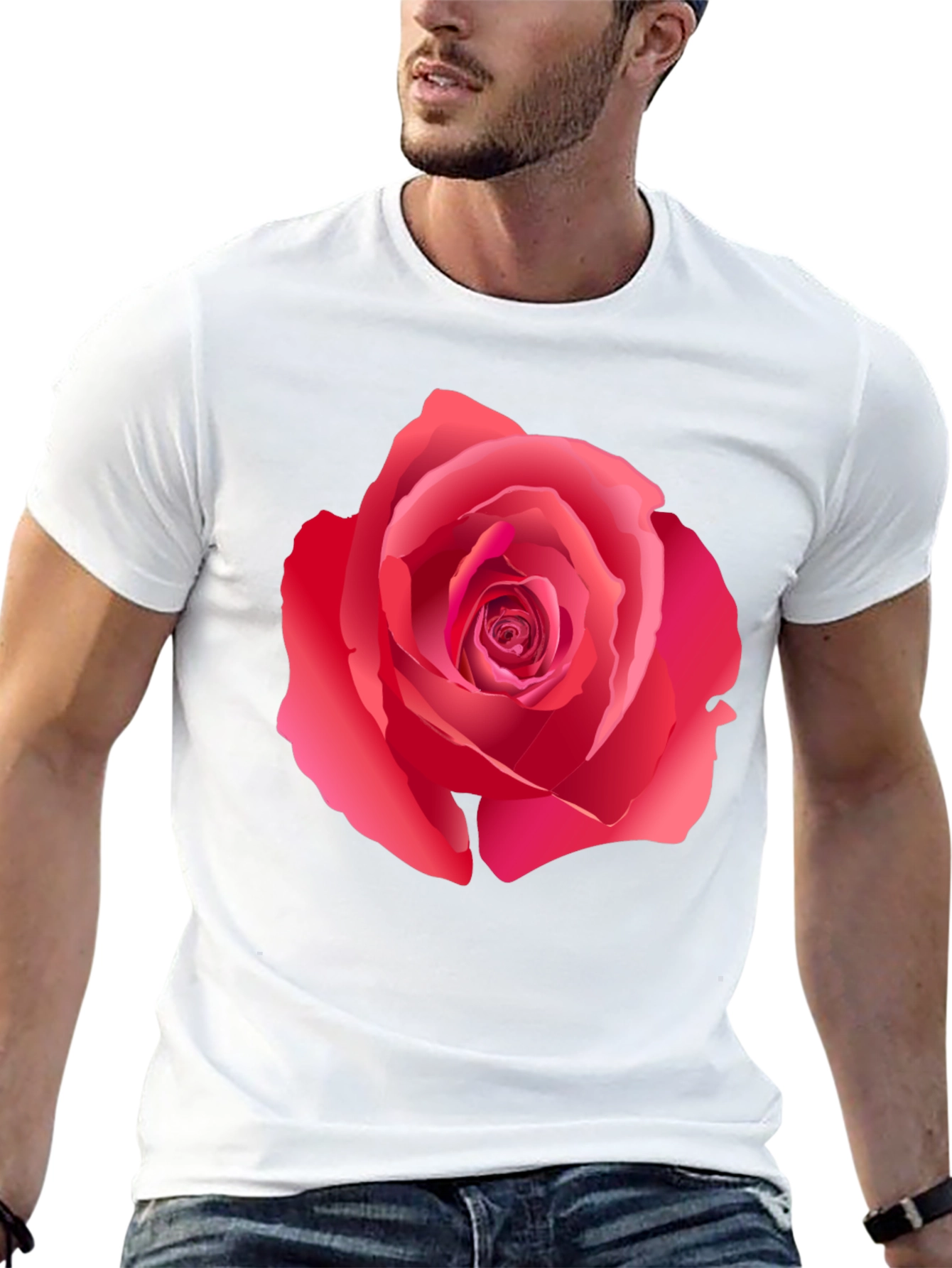 Bold Rose Graphic Print Black T-Shirt