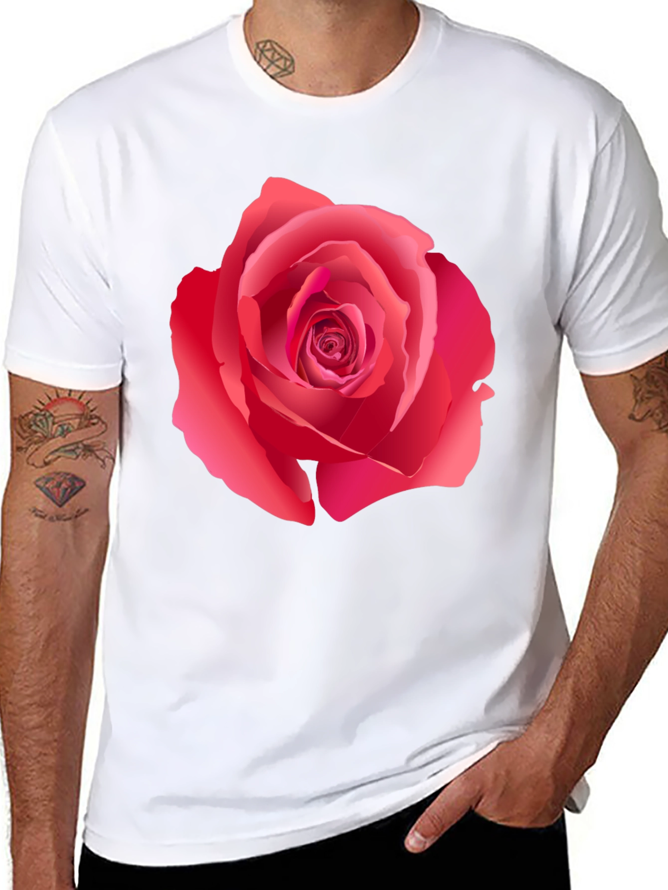 Bold Rose Graphic Print Black T-Shirt