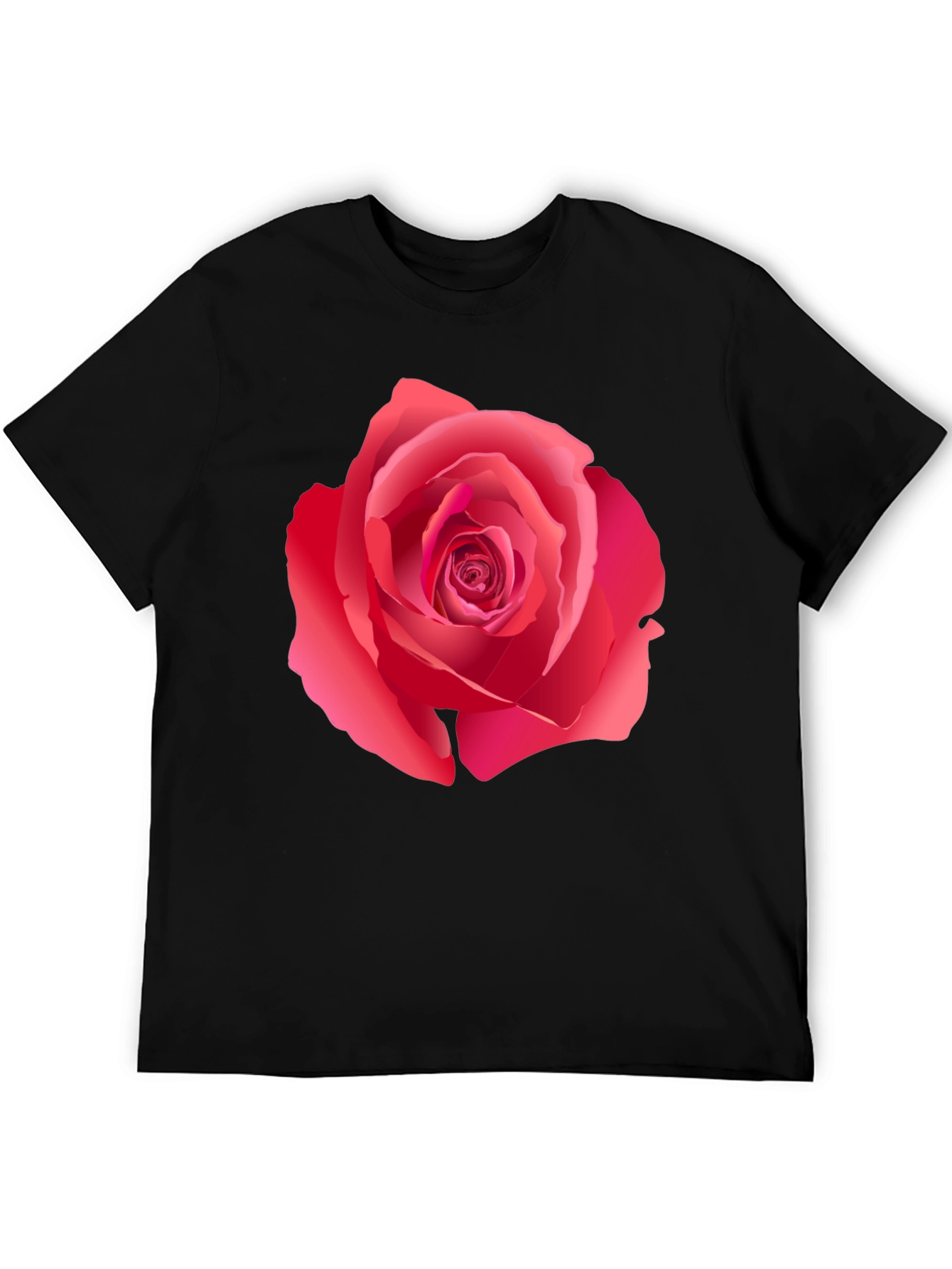 Bold Rose Graphic Print Black T-Shirt