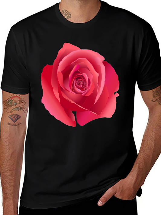 Bold Rose Graphic Print Black T-Shirt
