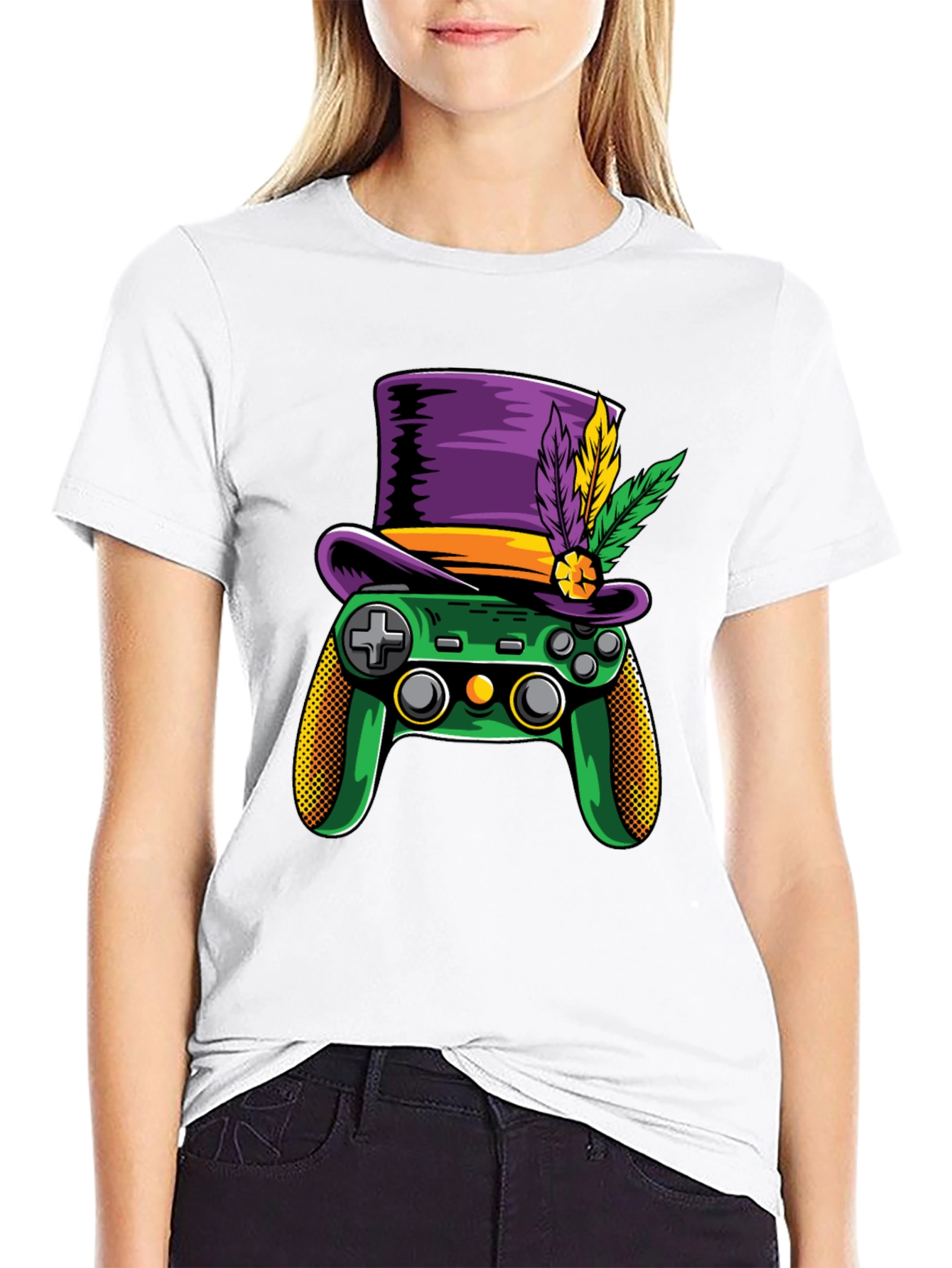 Gamer Mardi Gras T-Shirt - Controller with Hat