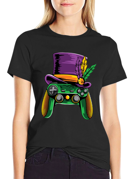 Gamer Mardi Gras T-Shirt - Controller with Hat