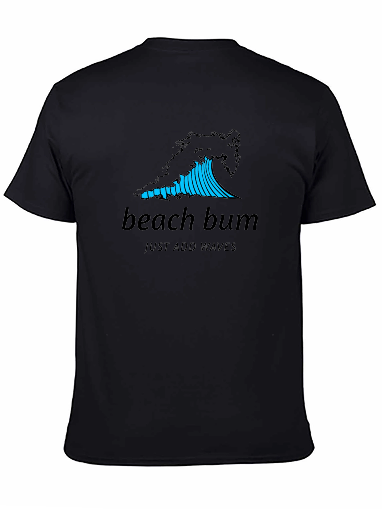 Beach Bum Wave Graphic Black T-Shirt