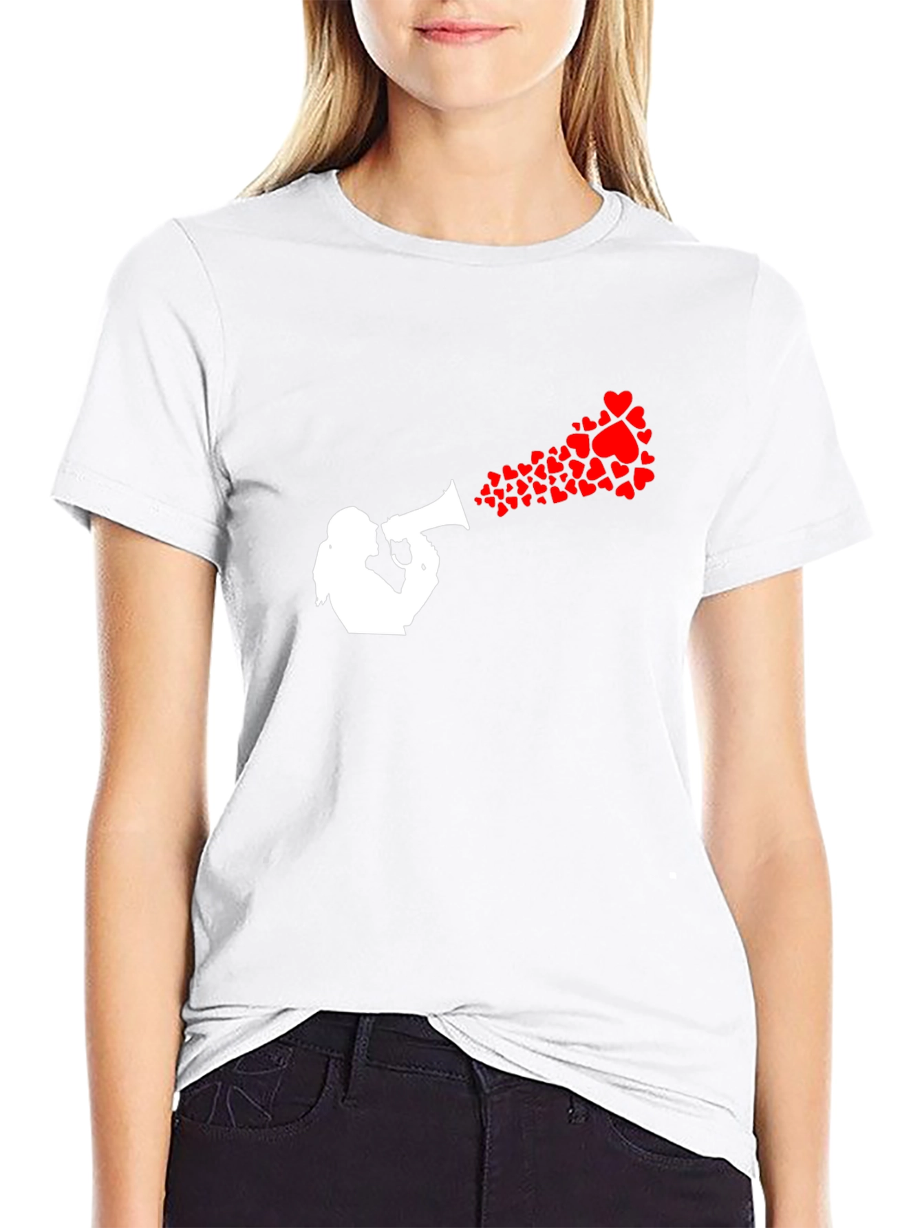 Heart Speaker Graphic Tee - Black Cotton T-Shirt