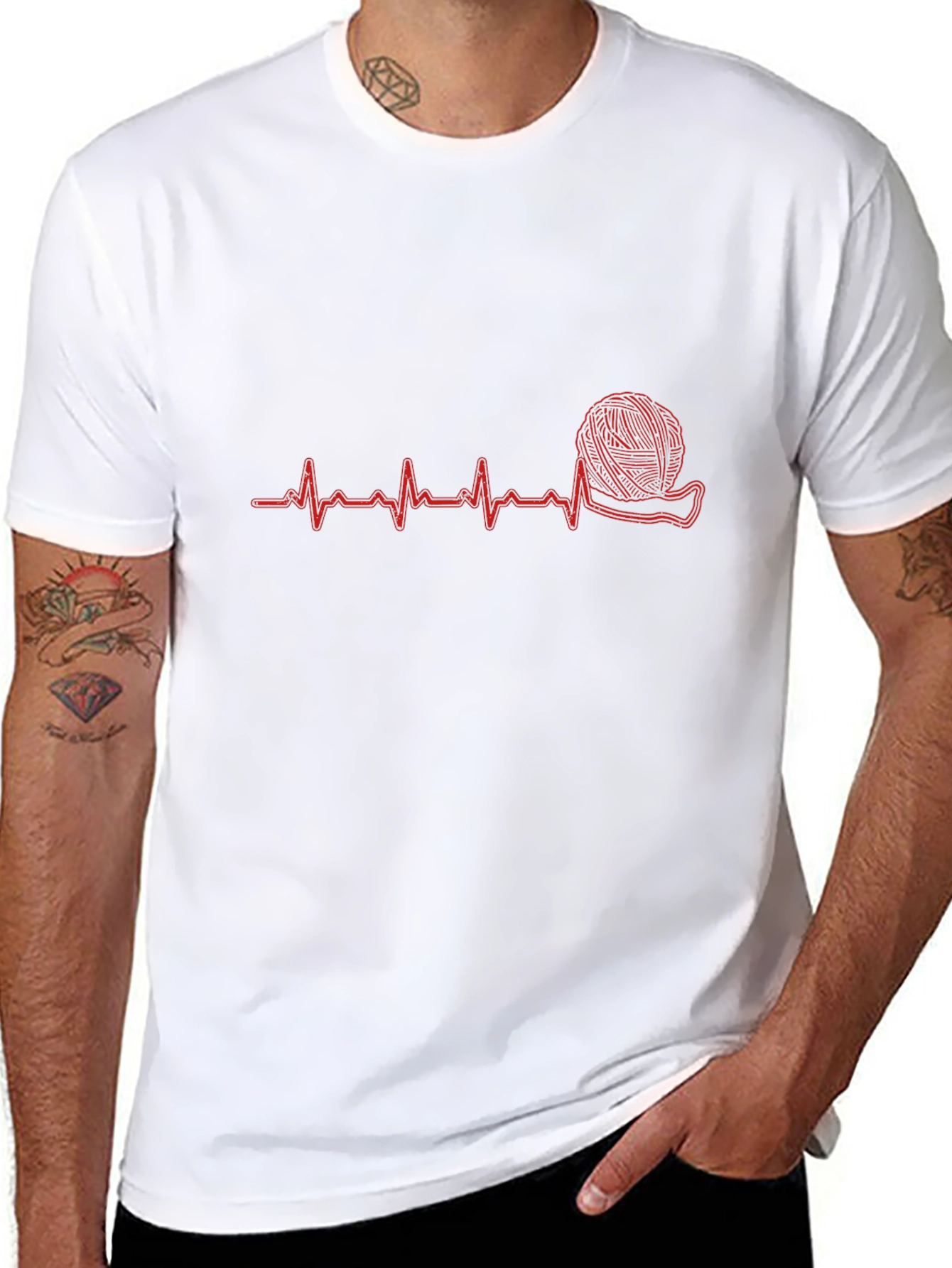 Knitting Heartbeat T-Shirt - Perfect for Yarn Lovers!