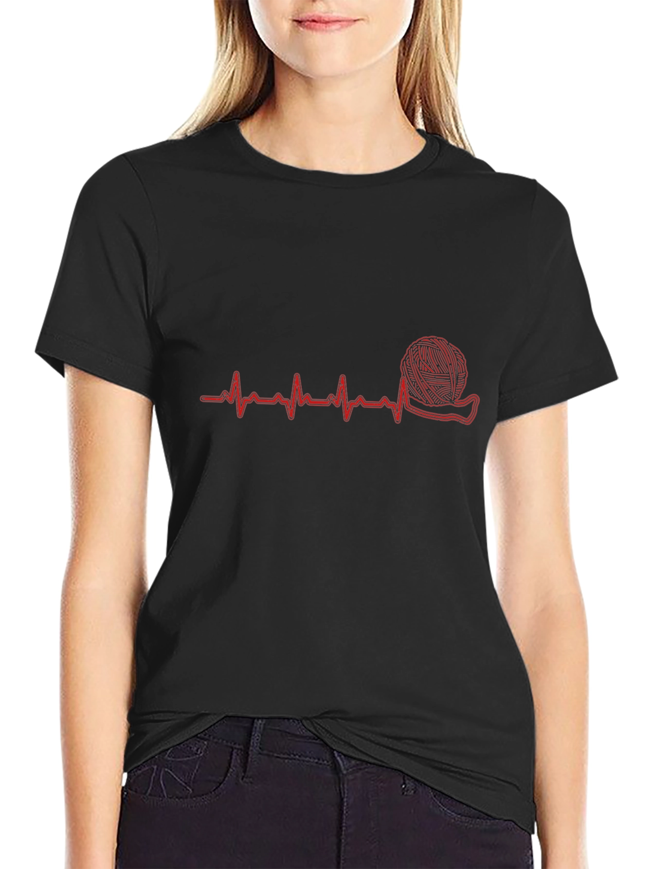 Knitting Heartbeat T-Shirt - Perfect for Yarn Lovers!