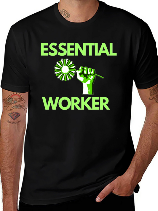Essential Worker Graphic Tee - Black Cotton Blend