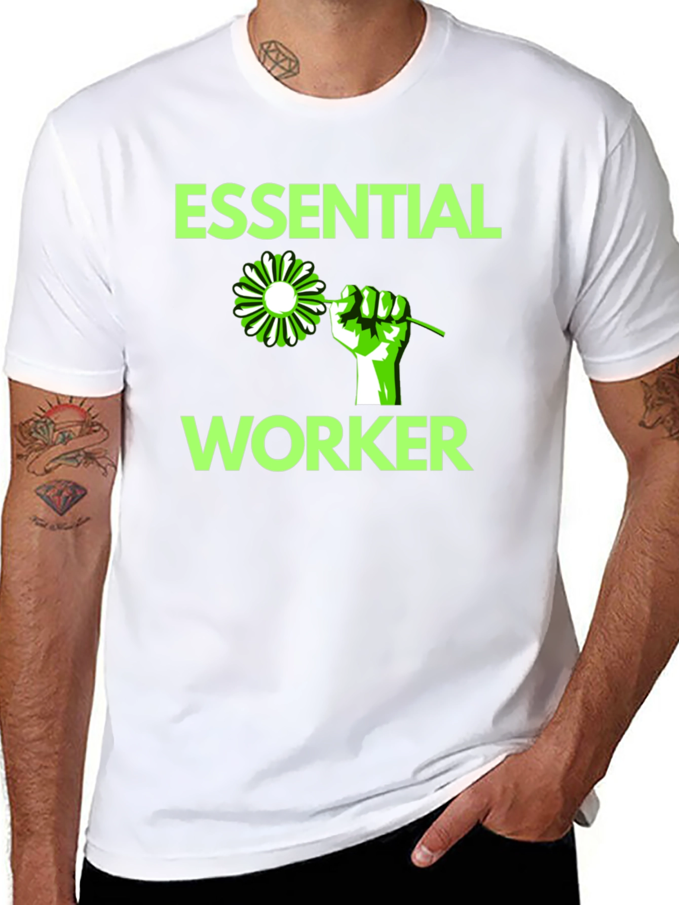 Essential Worker Graphic Tee - Black Cotton Blend
