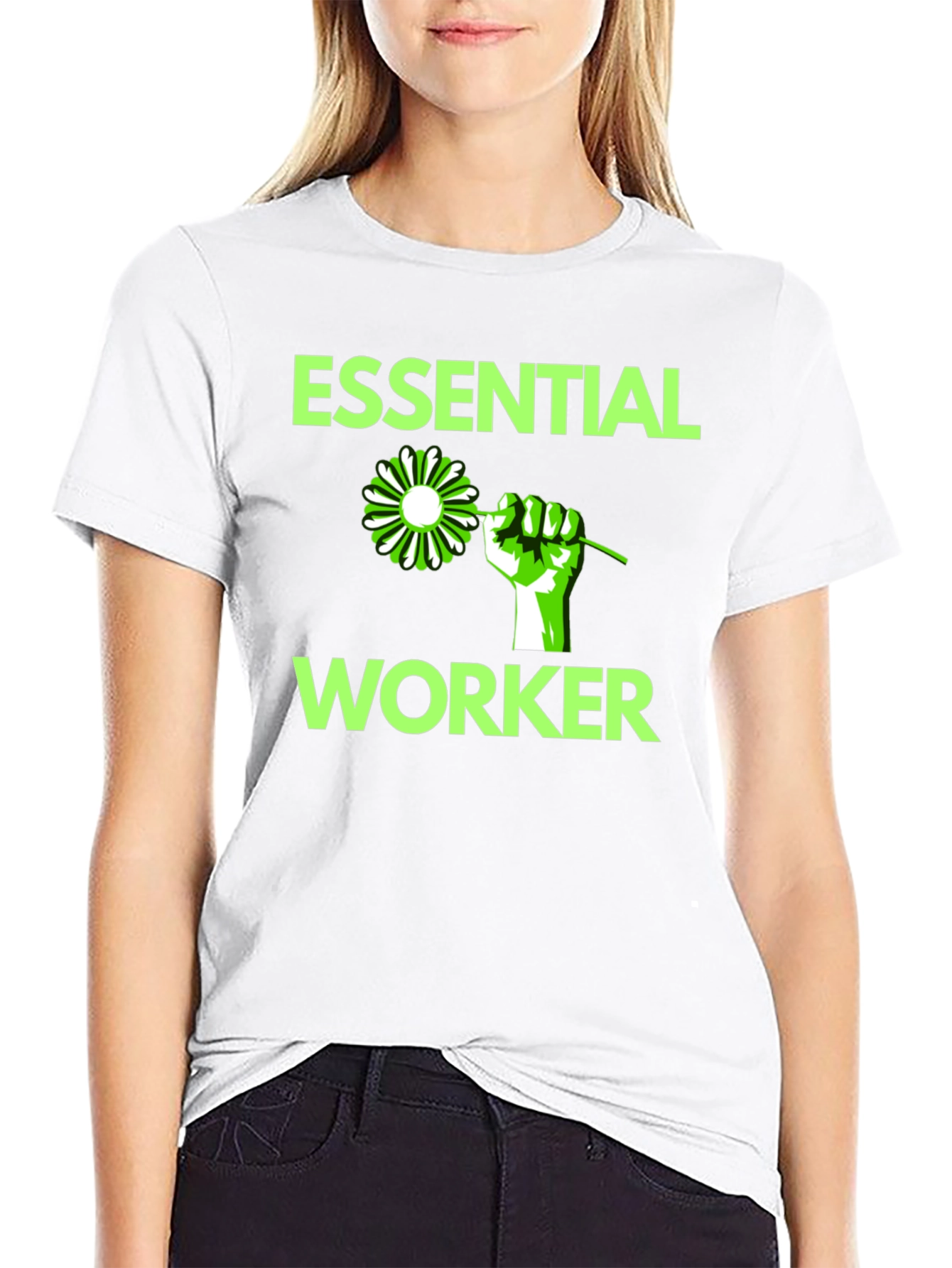 Essential Worker Graphic Tee - Black Cotton Blend