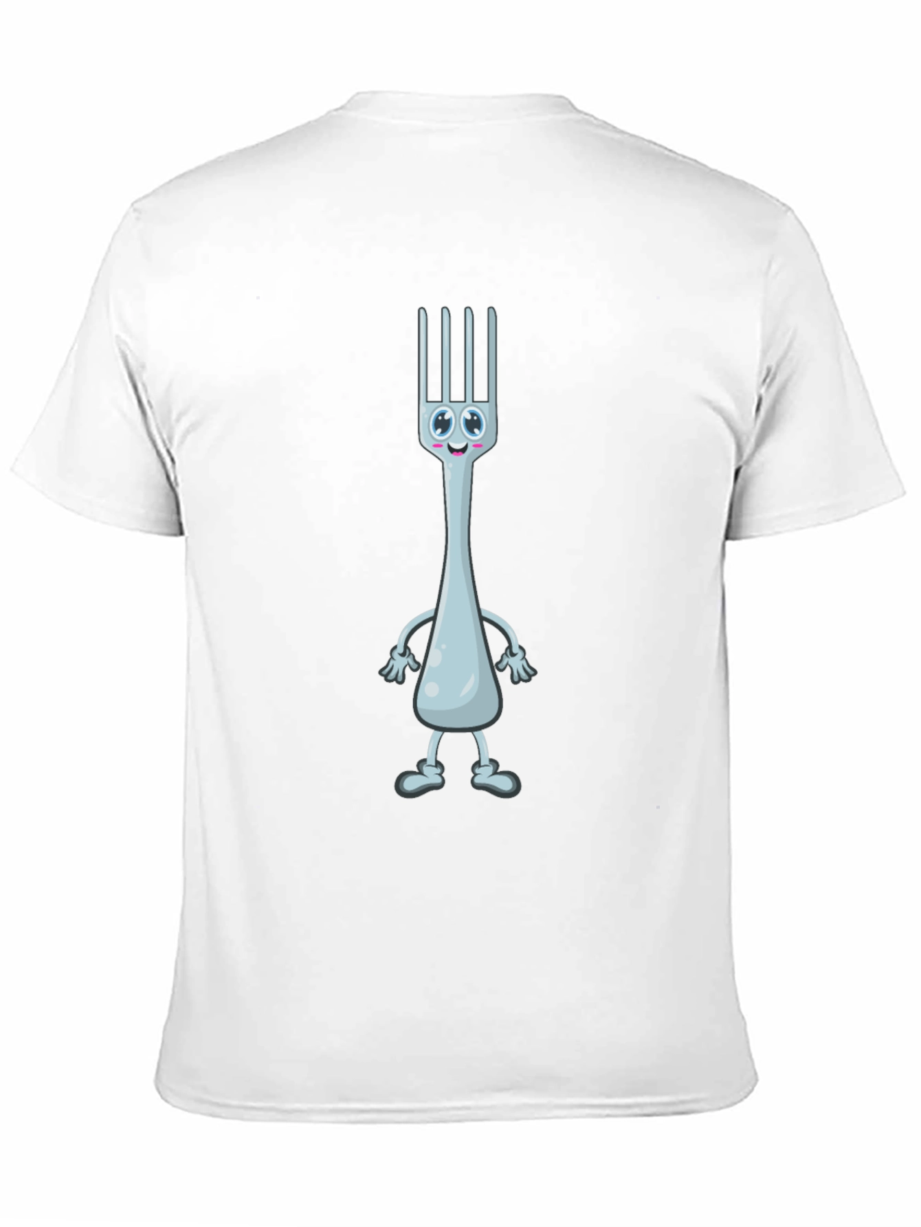 Funny Fork Cartoon Black T-Shirt