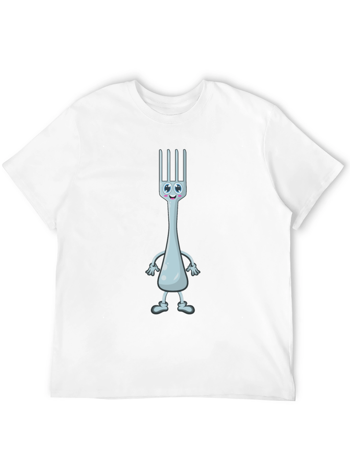 Funny Fork Cartoon Black T-Shirt