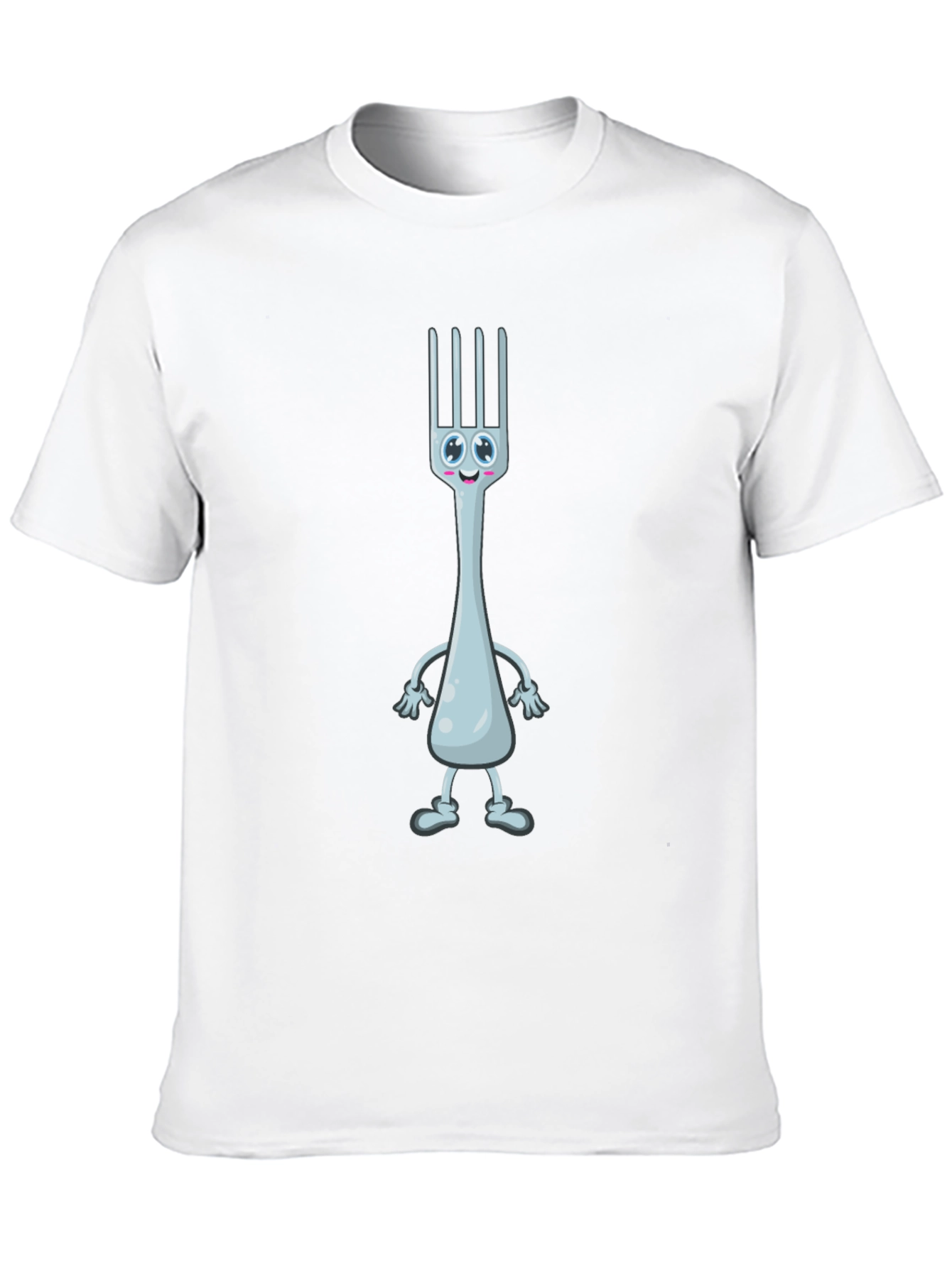 Funny Fork Cartoon Black T-Shirt