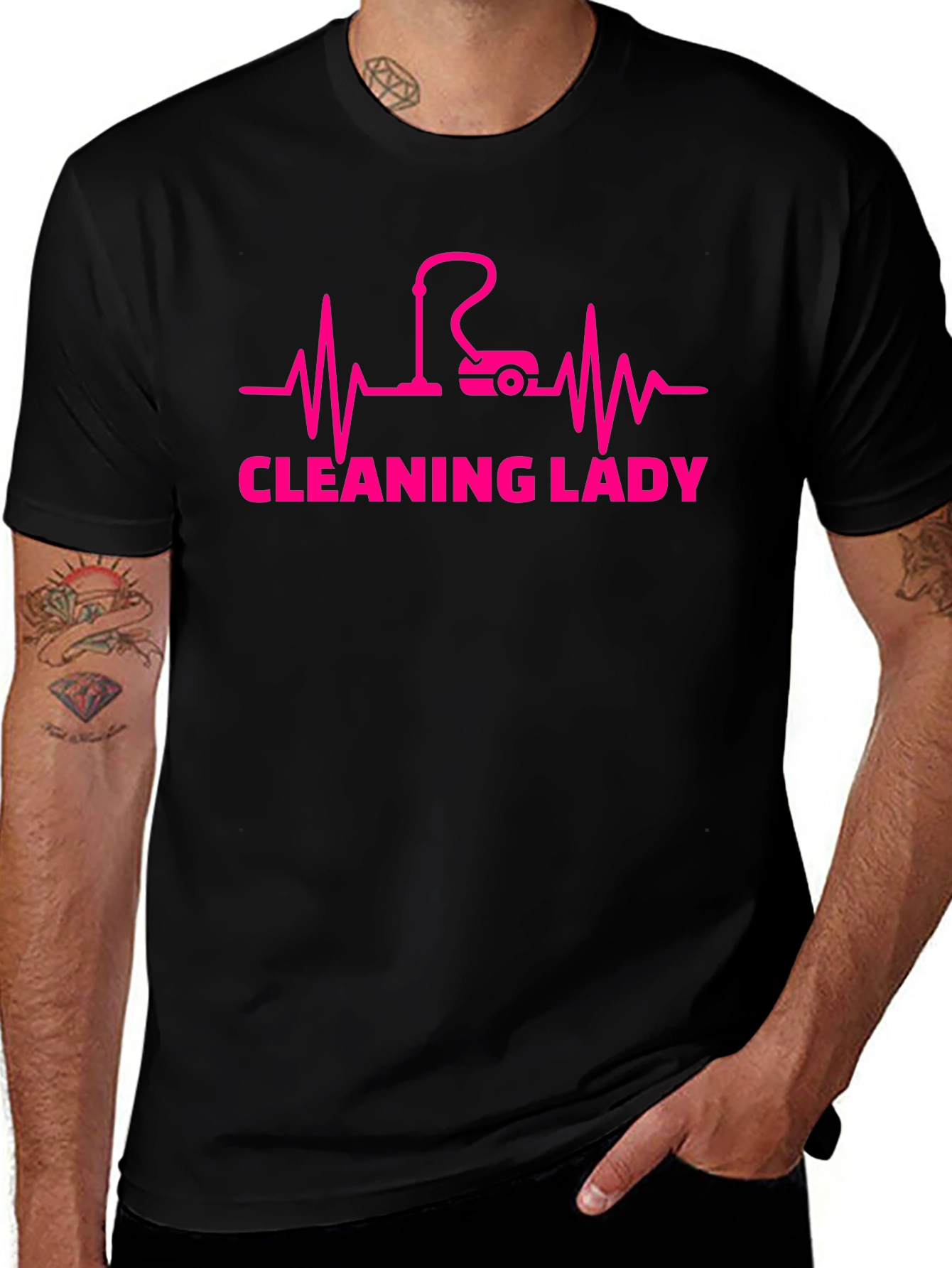 Cleaning Lady Heartbeat Graphic Tee - Black