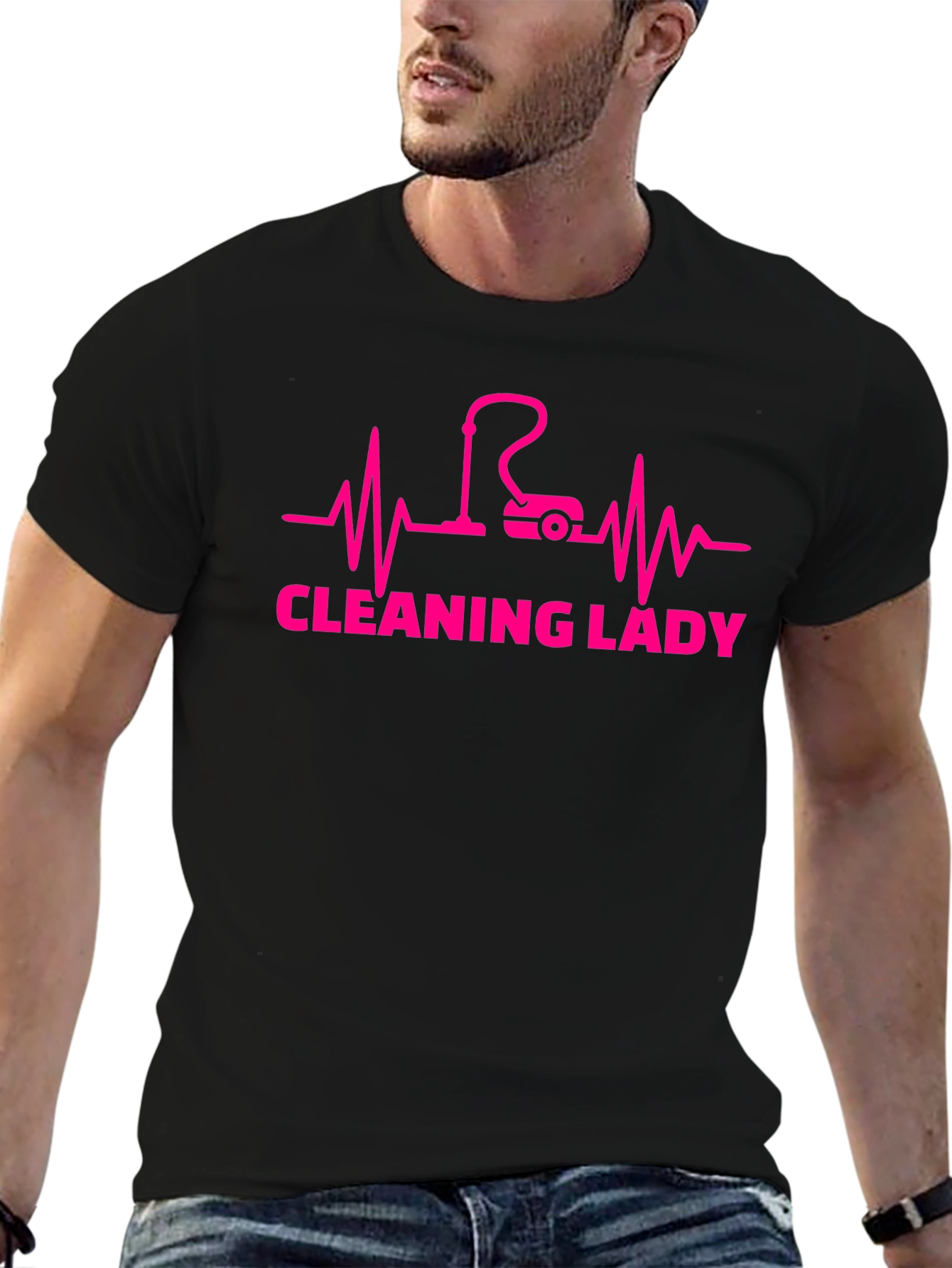 Cleaning Lady Heartbeat Graphic Tee - Black