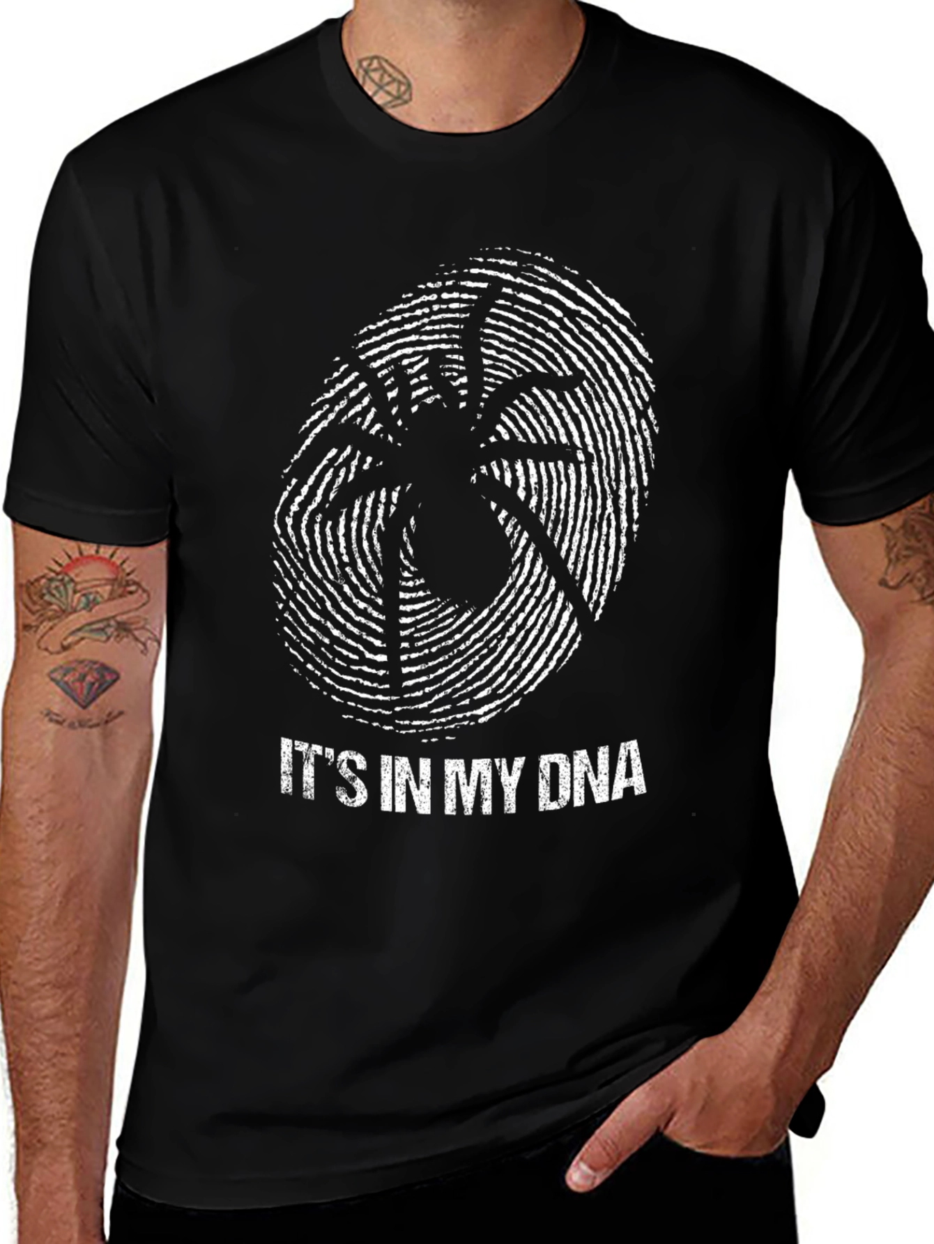 Spider DNA Graphic Tee - Black Novelty T-Shirt