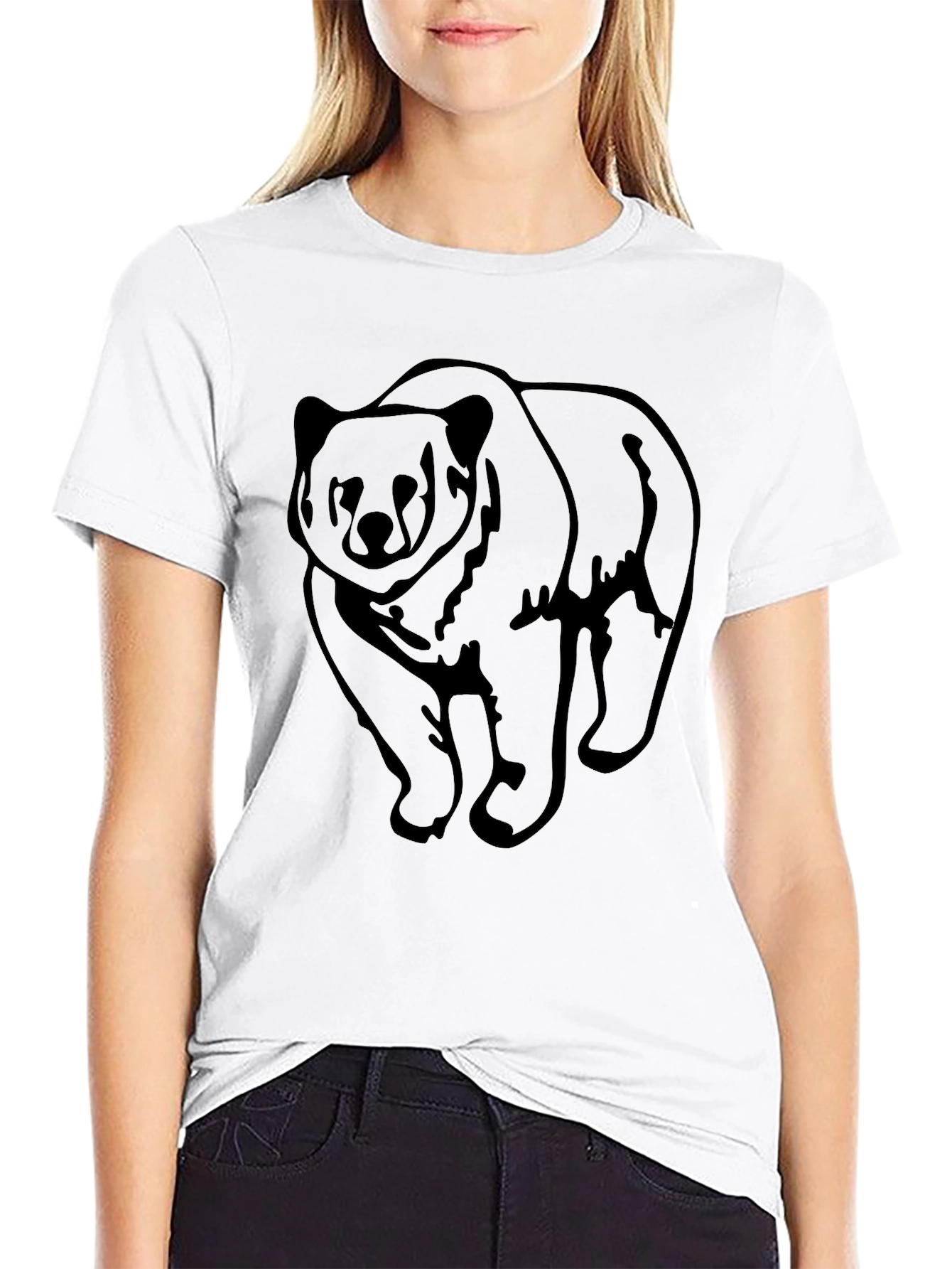 Bear Graphic Tee - Mens Black Crewneck Shirt