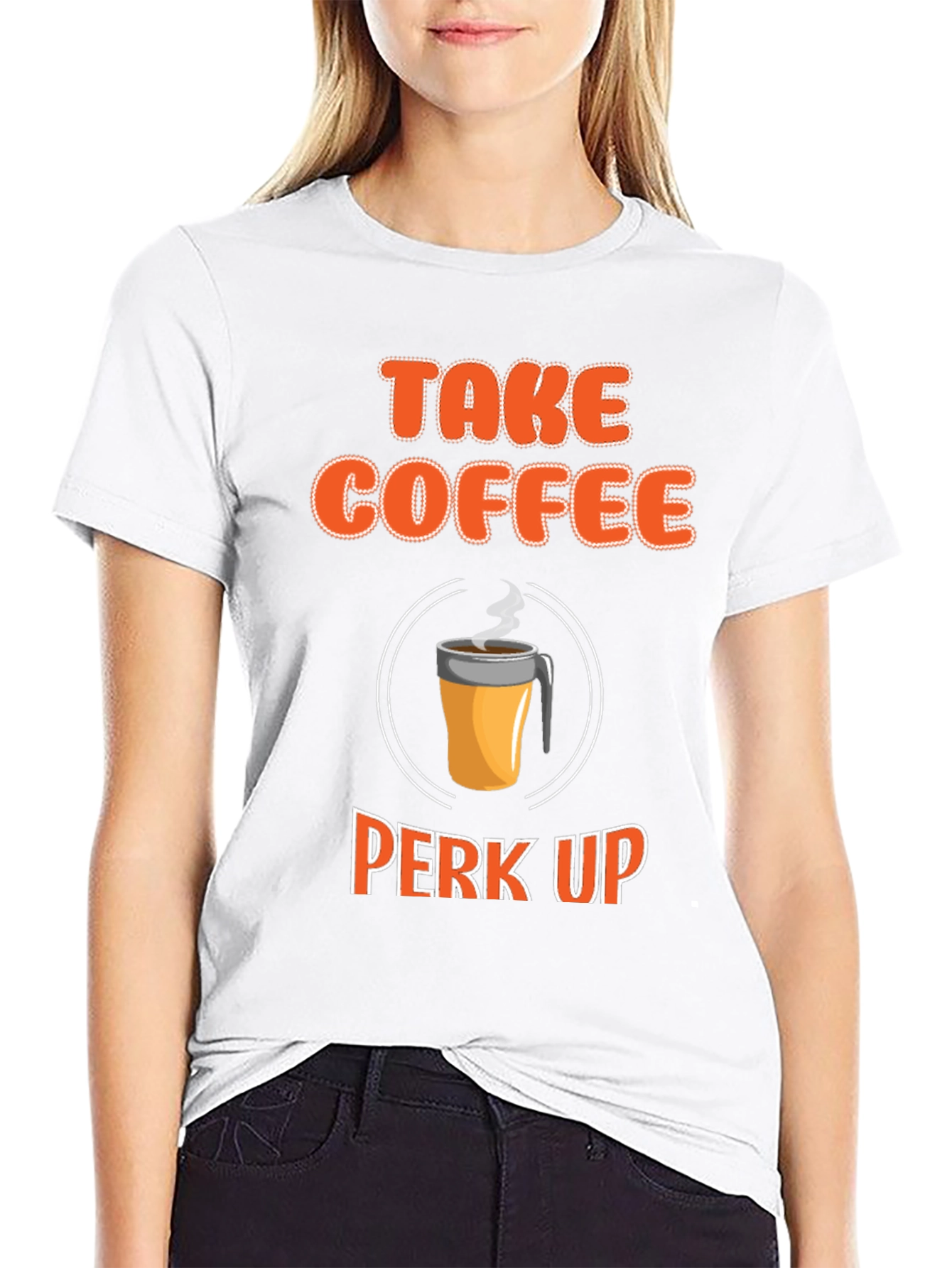 Take Coffee Perk Up Black Graphic Tee