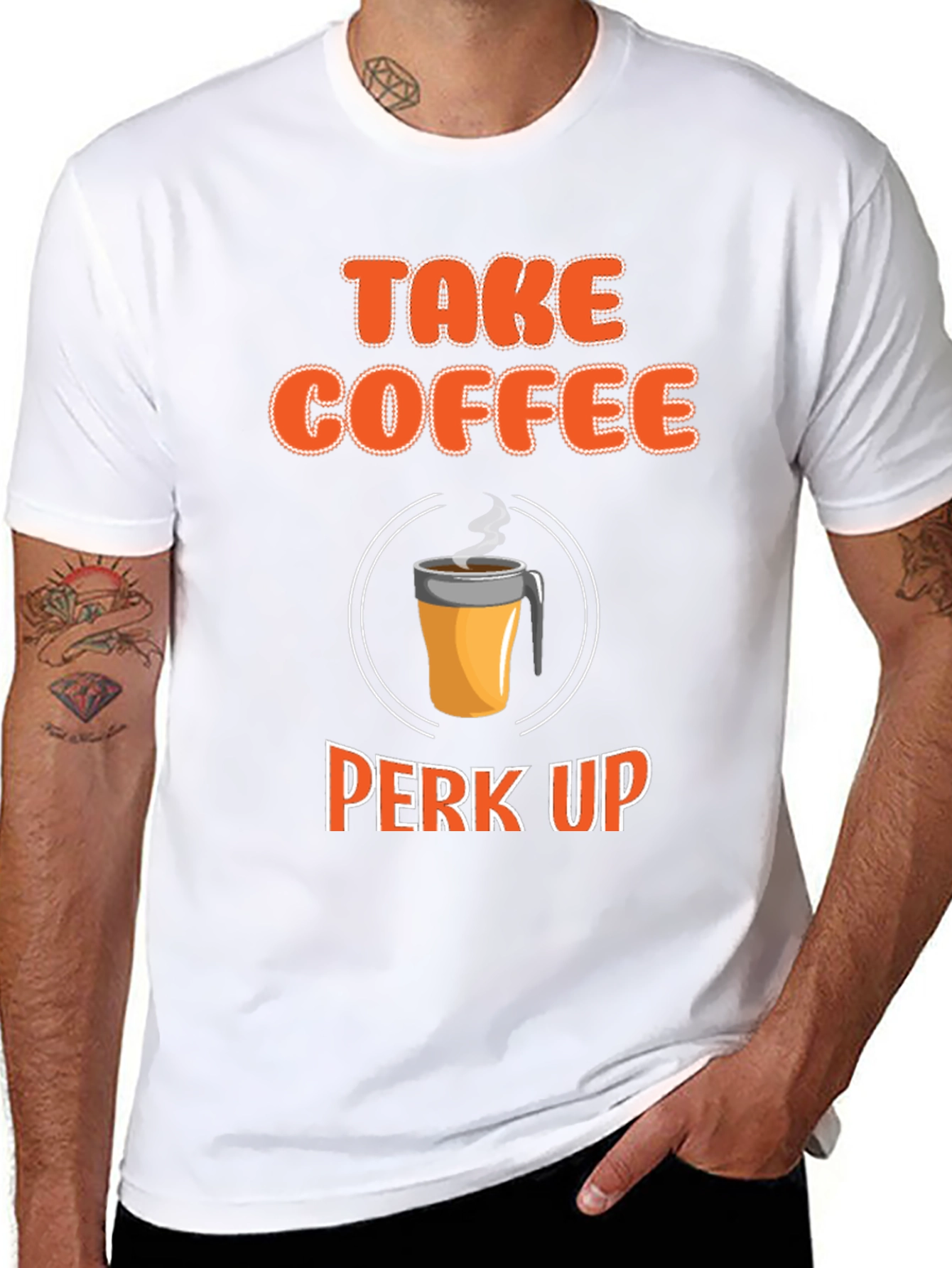Take Coffee Perk Up Black Graphic Tee