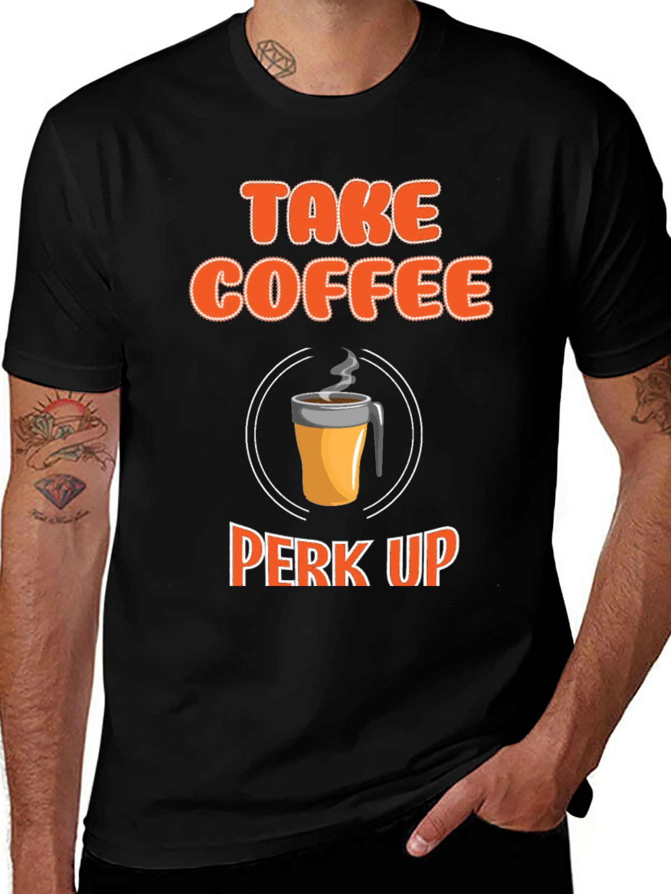 Take Coffee Perk Up Black Graphic Tee