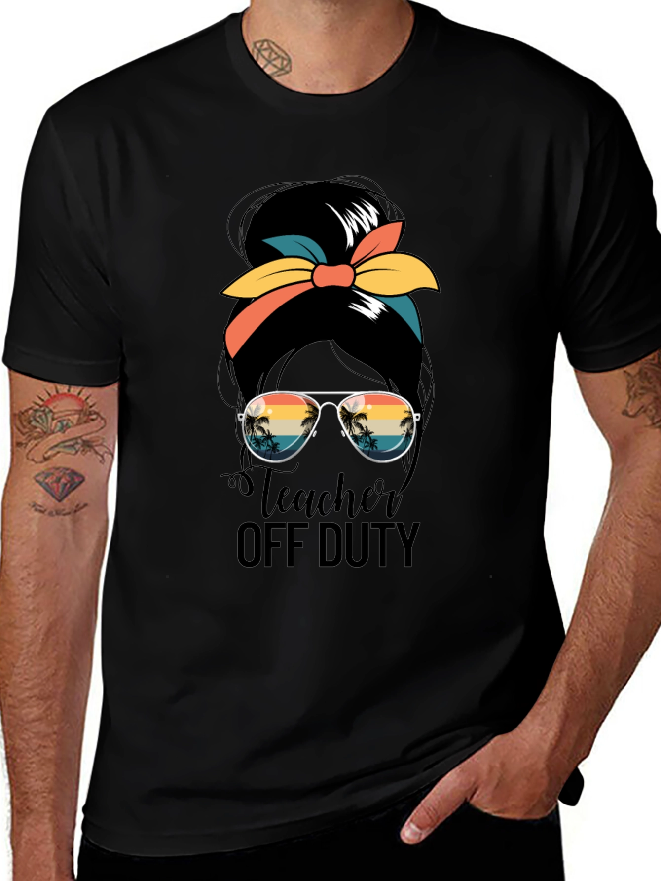 Teacher Off Duty Messy Bun Graphic Tee