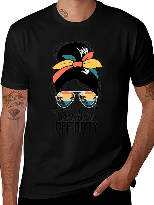 Teacher Off Duty Messy Bun Graphic Tee